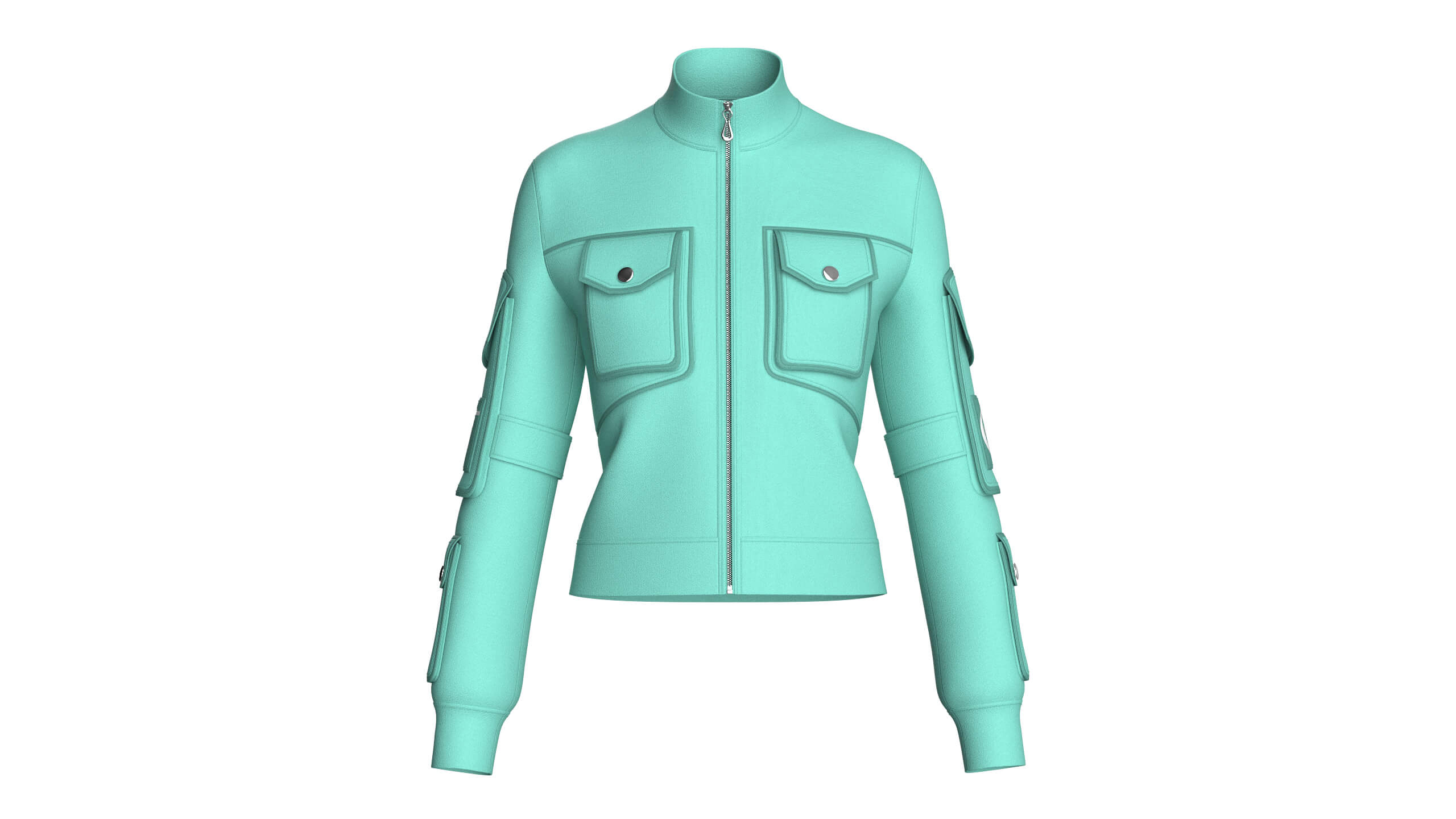 Girls Multi-Pocket Zip-Up Jacket 3D Model