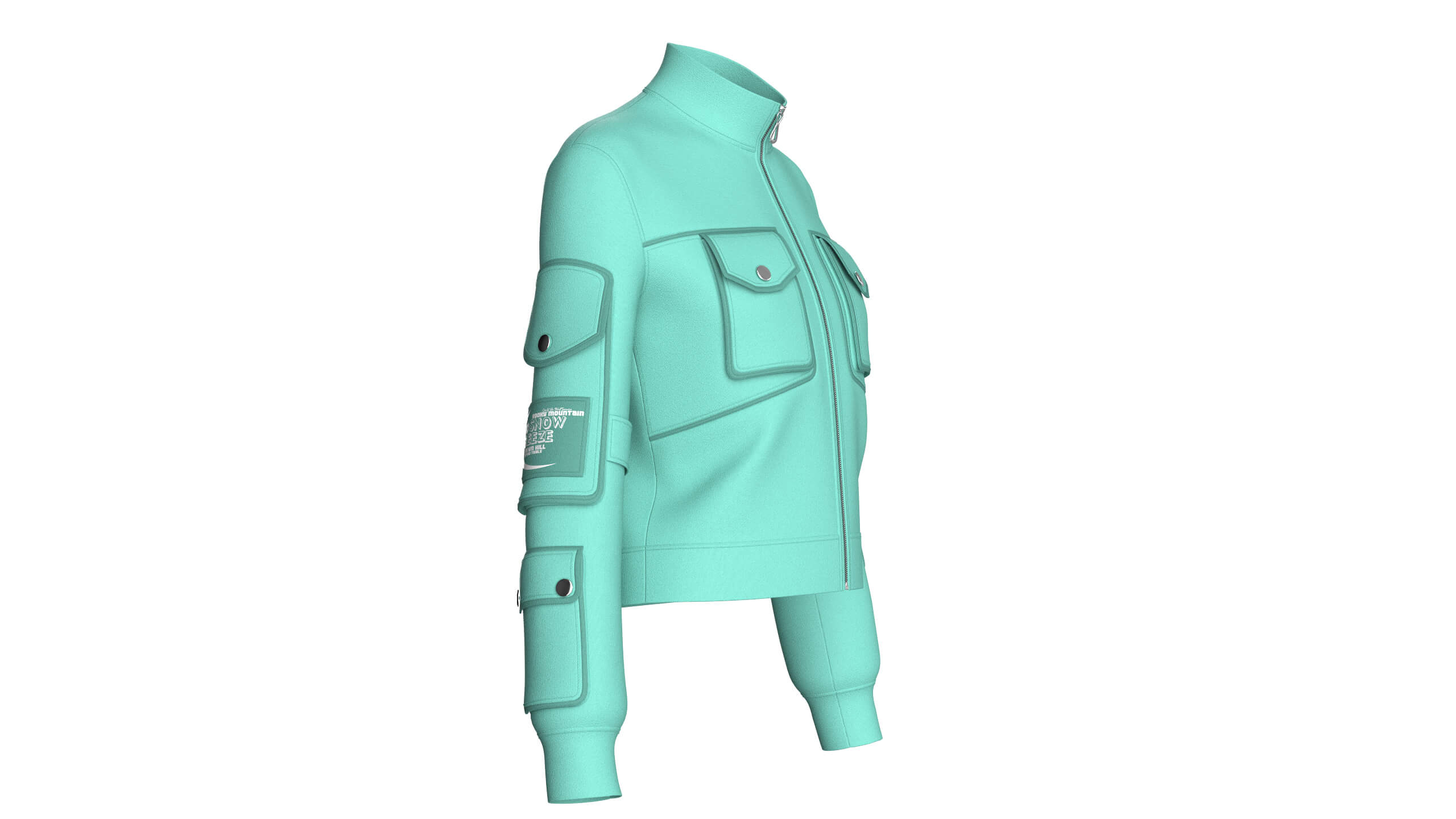 Girls Multi-Pocket Zip-Up Jacket 3D Model