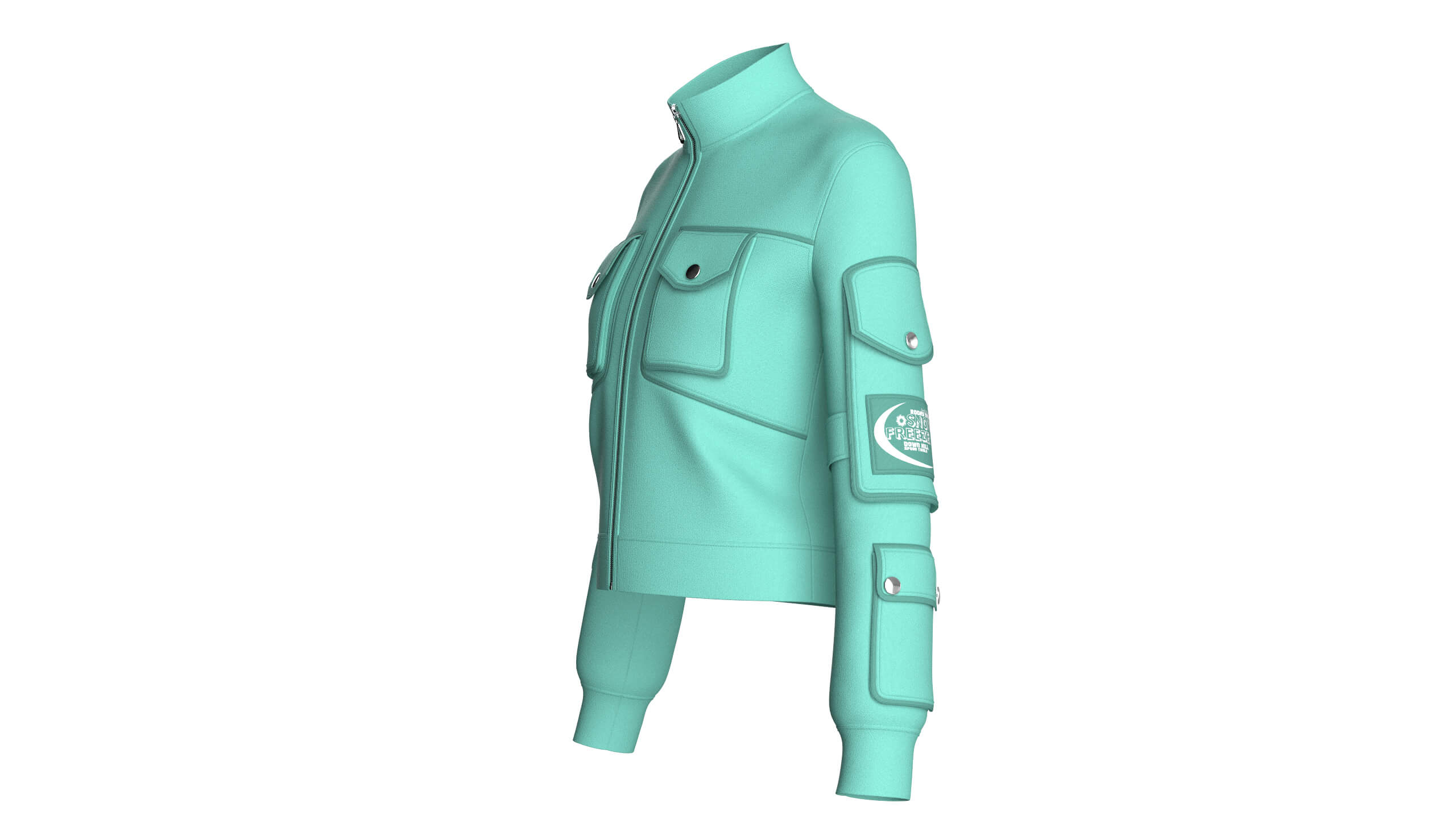 Girls Multi-Pocket Zip-Up Jacket 3D Model