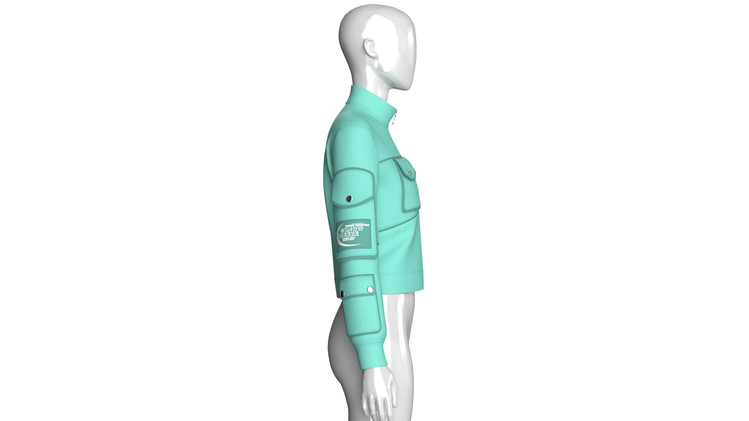 Girls Multi-Pocket Zip-Up Jacket 3D Model