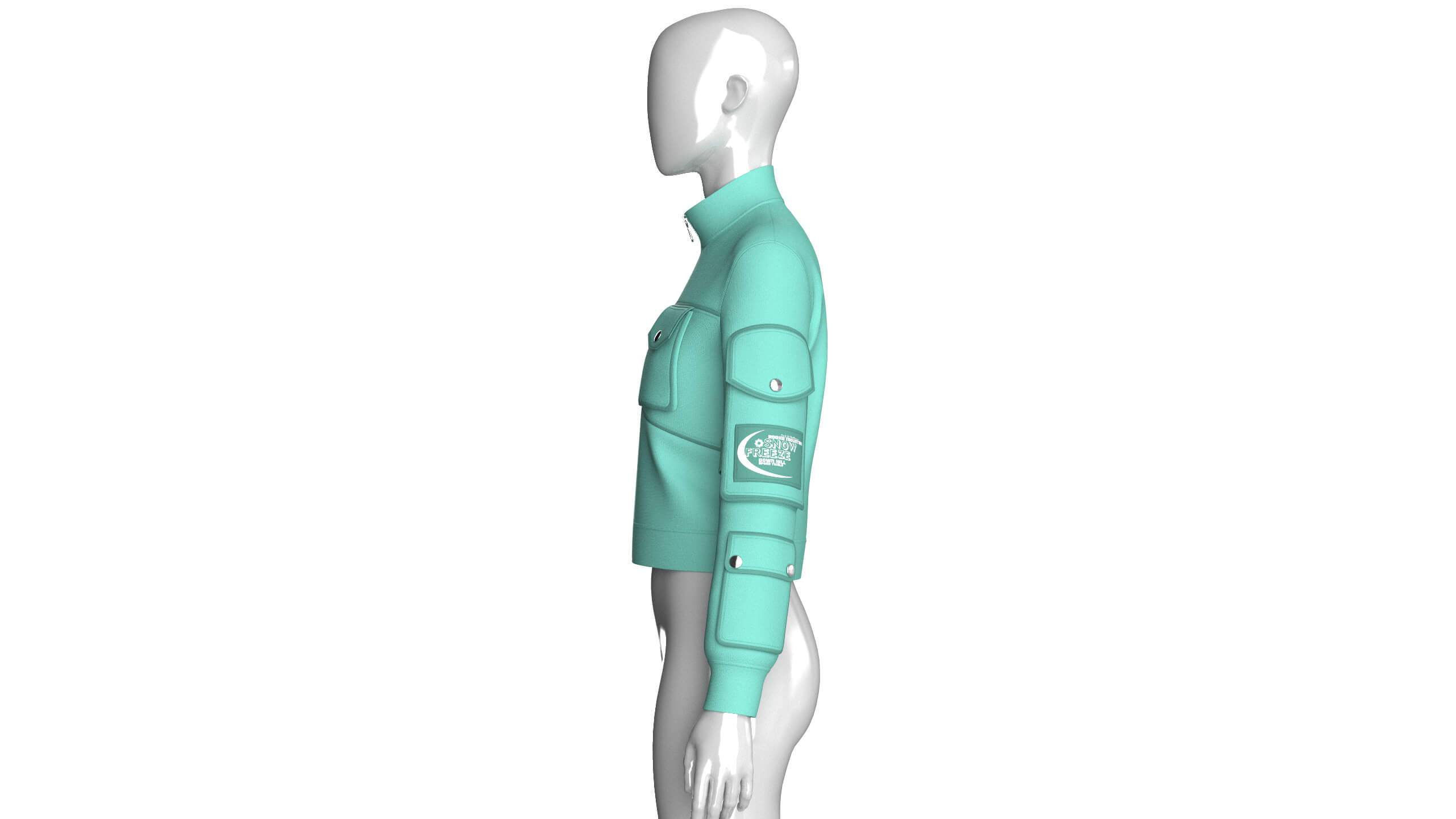 Girls Multi-Pocket Zip-Up Jacket 3D Model
