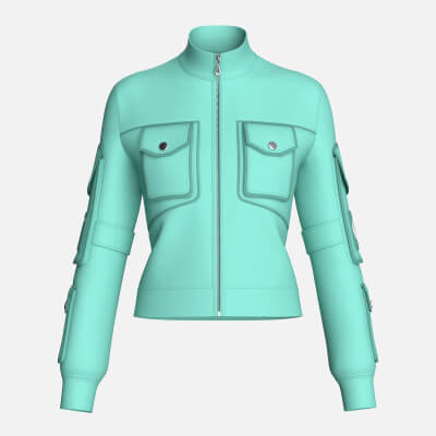 Girls Multi-Pocket Zip-Up Jacket