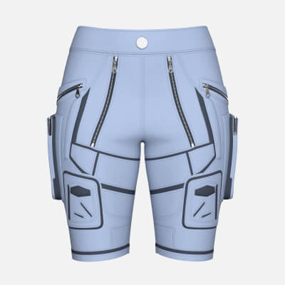 Girls Multi Zippers Tactical Shorts with Patch