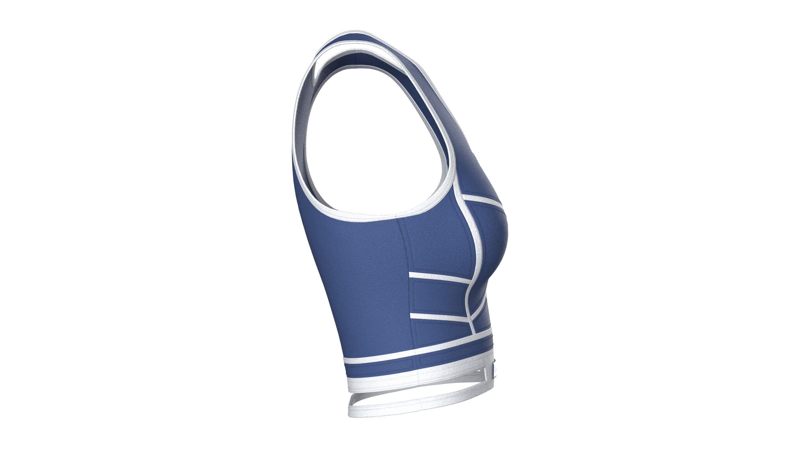 Girls Navy Blue Front Zip Crop Top with Piping 3D Model