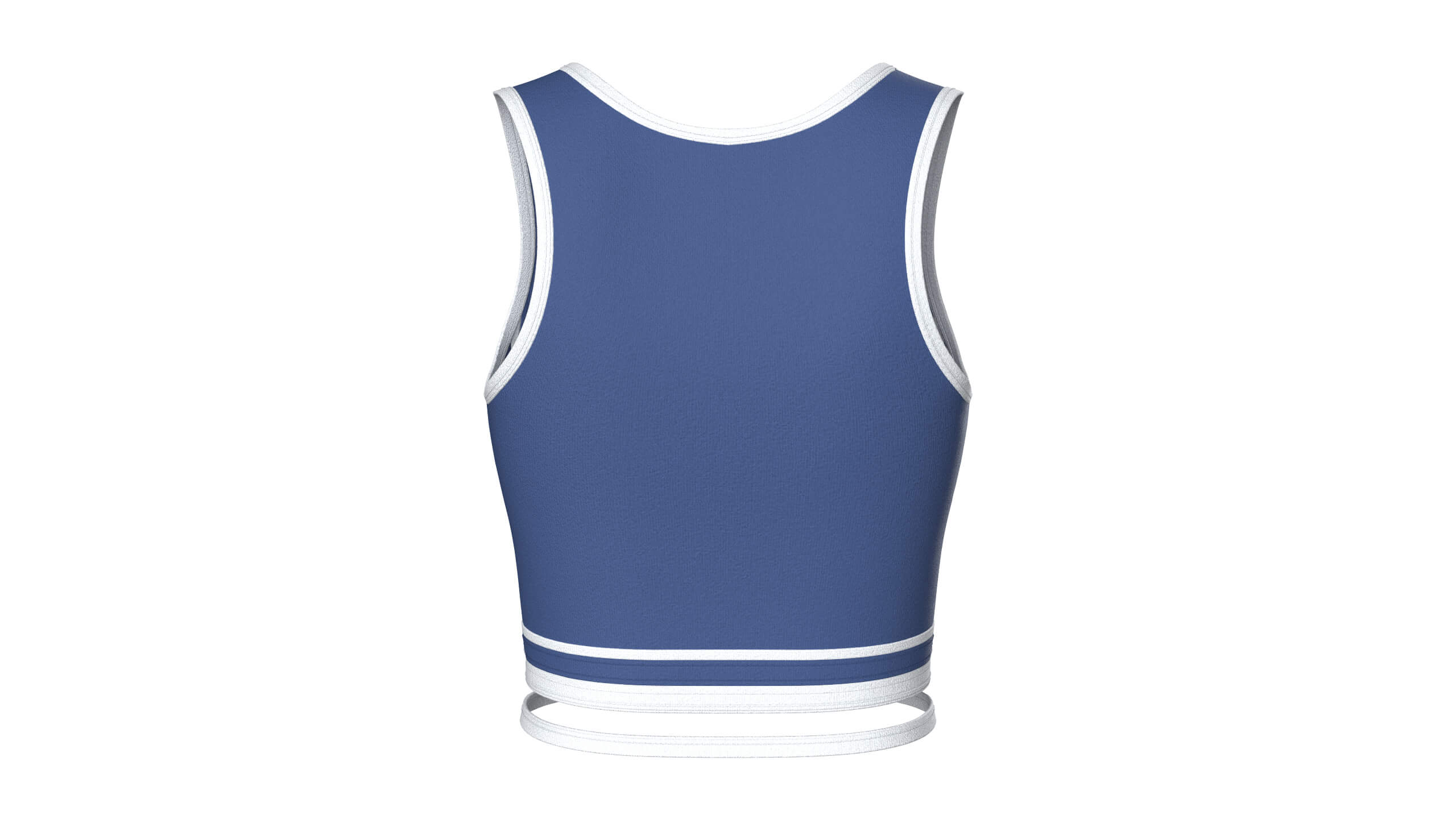 Girls Navy Blue Front Zip Crop Top with Piping 3D Model