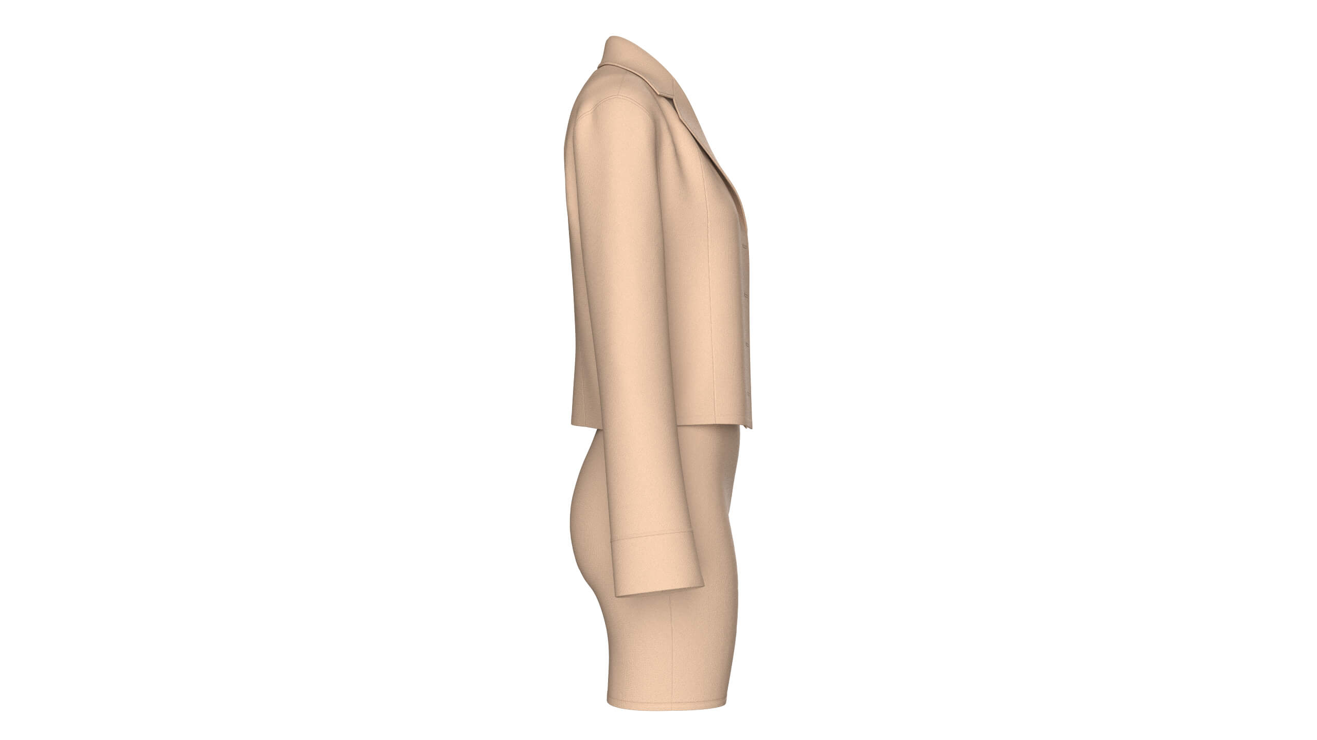 Girls Notch-Lapel Blazer with Front Slit Skirt 3D Model