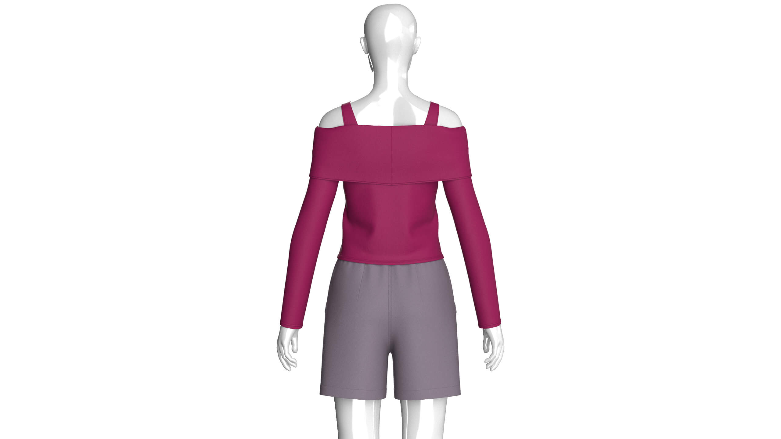 Girls Off Shoulder Lace-Up Top with Shorts 3D Model