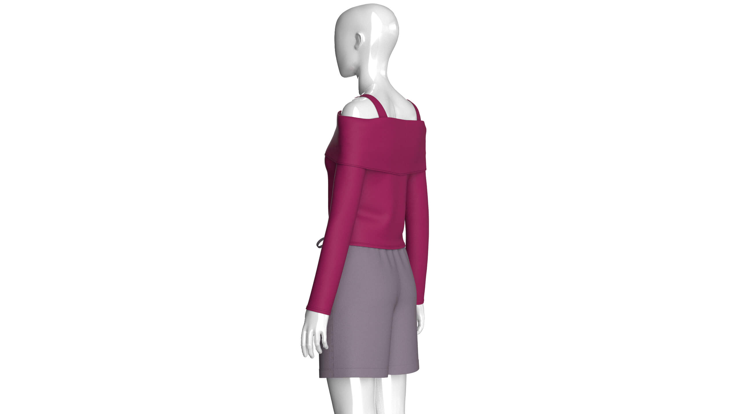 Girls Off Shoulder Lace-Up Top with Shorts 3D Model