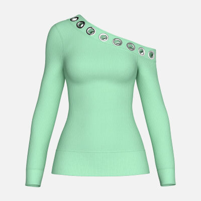 Girls One-Shoulder Eyelet Detail Sweater