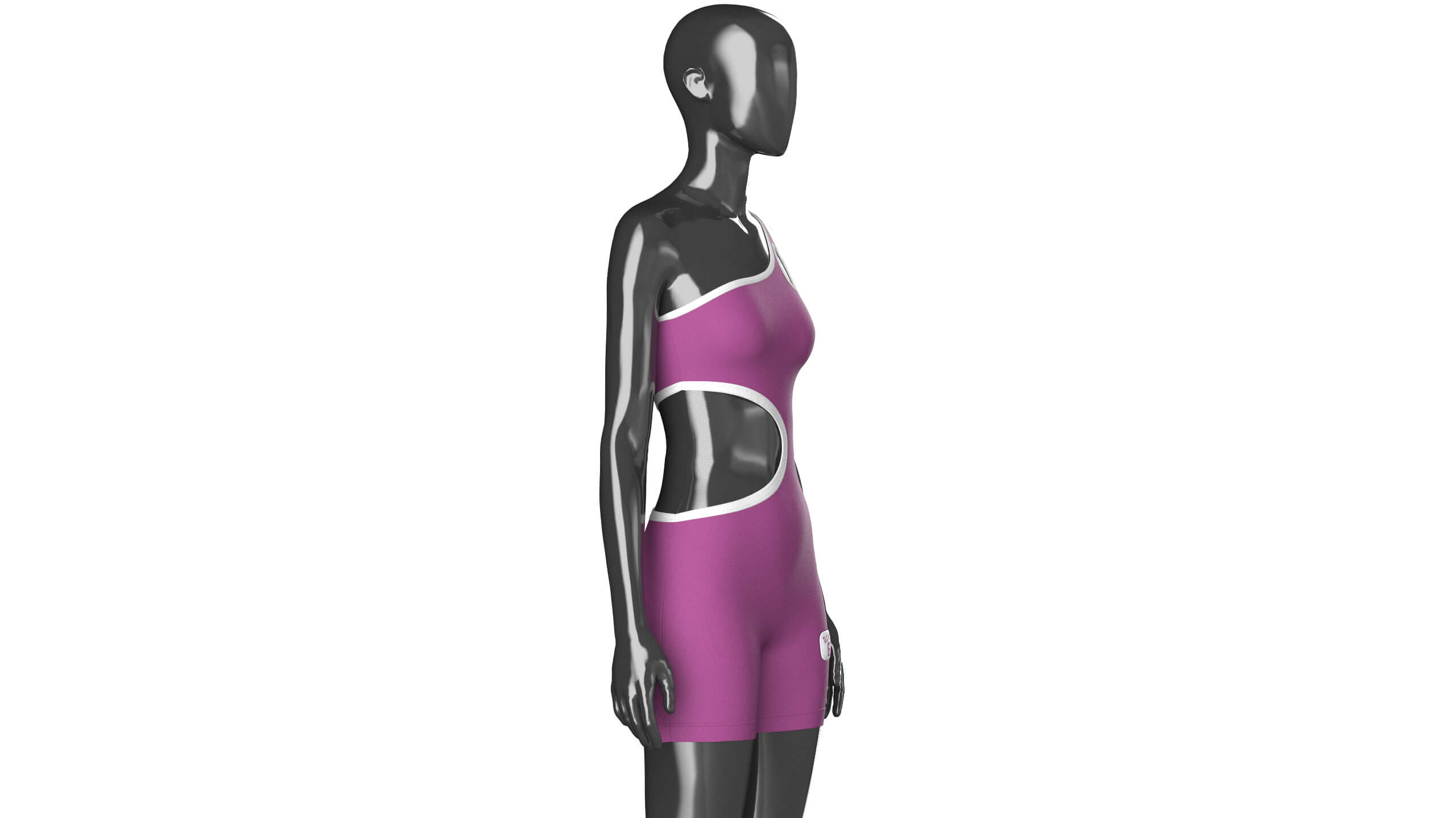 Girls One-Shoulder Romper with Side Cutout 3D Model