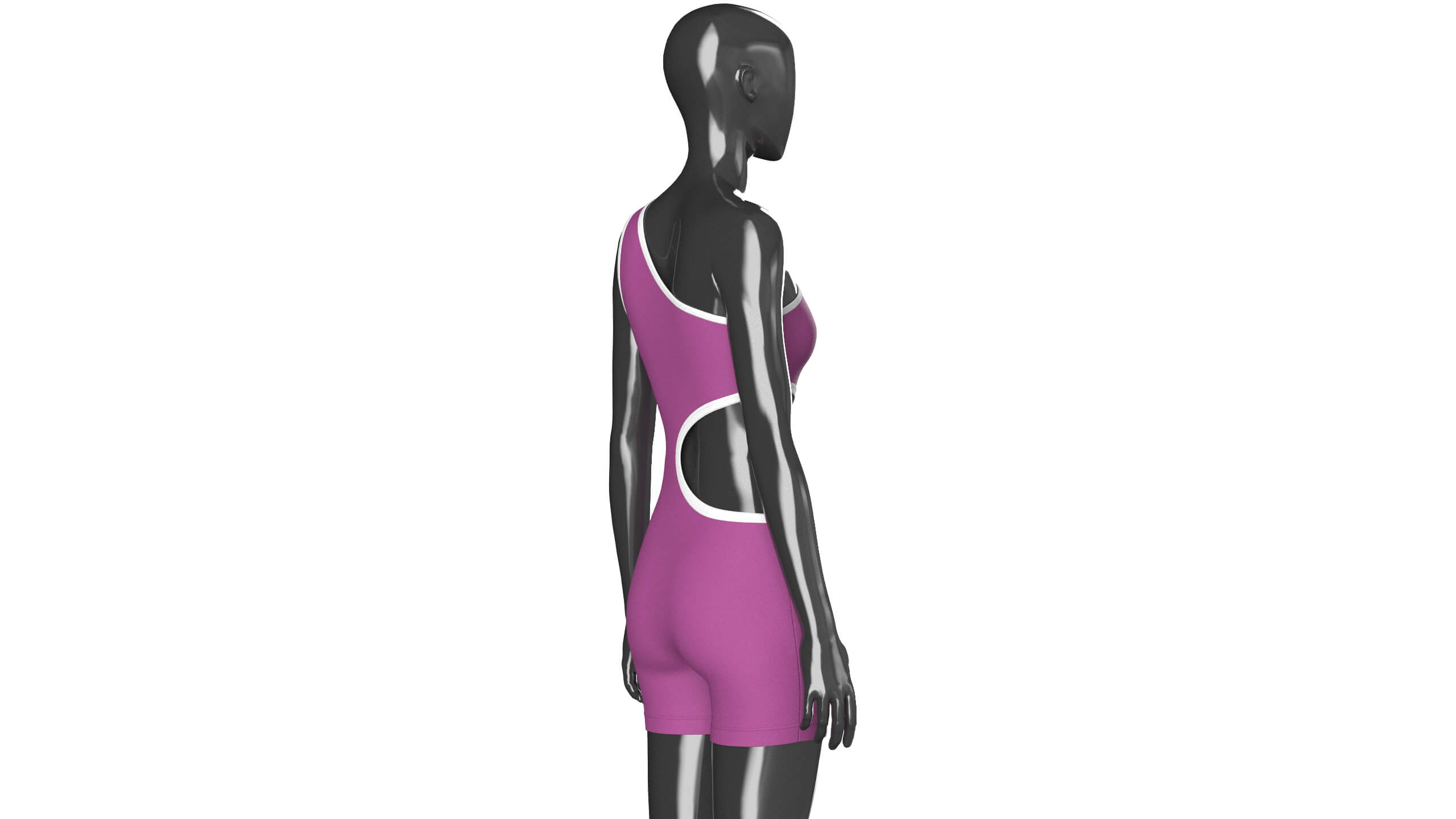 Girls One-Shoulder Romper with Side Cutout 3D Model