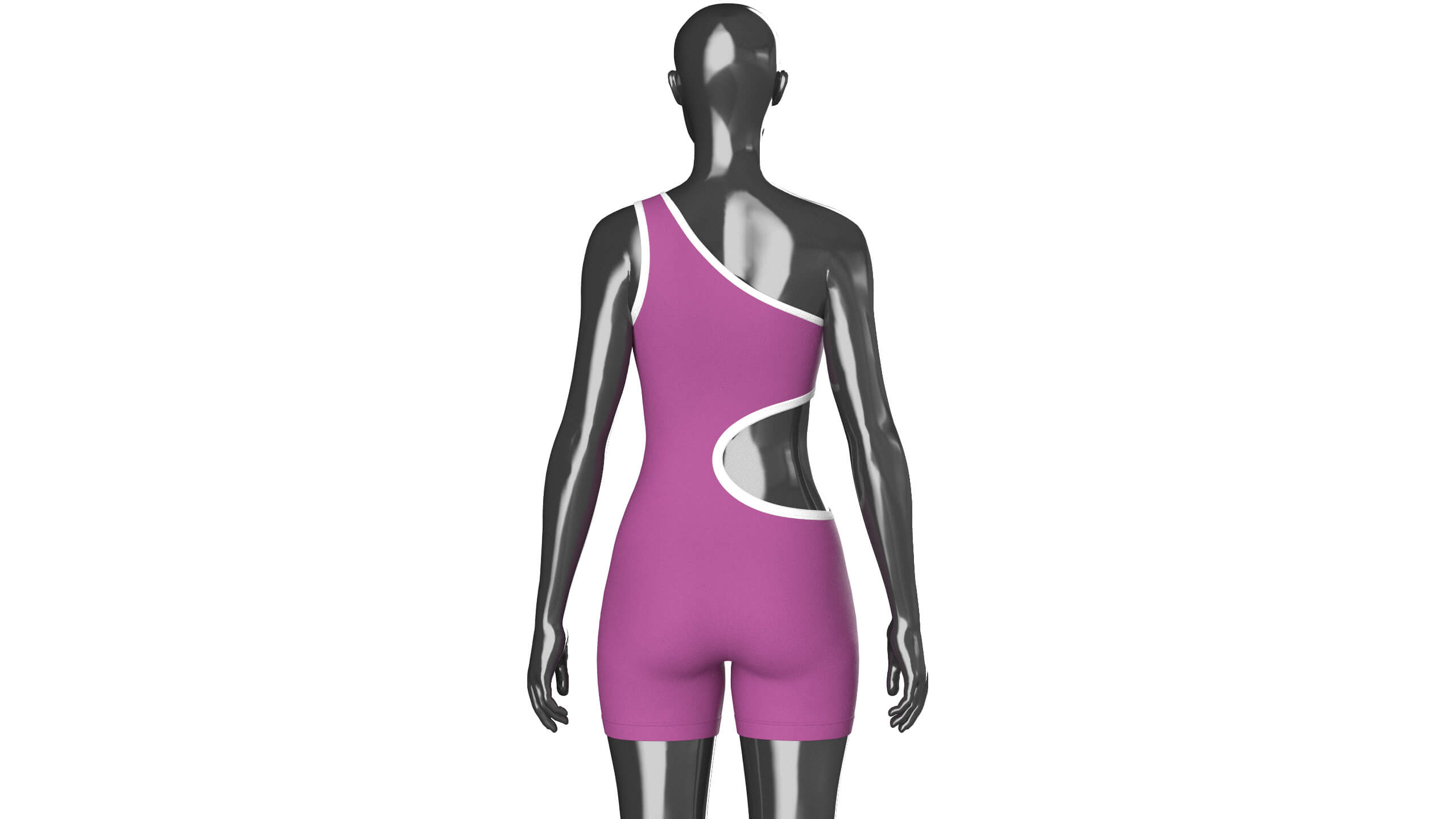 Girls One-Shoulder Romper with Side Cutout 3D Model
