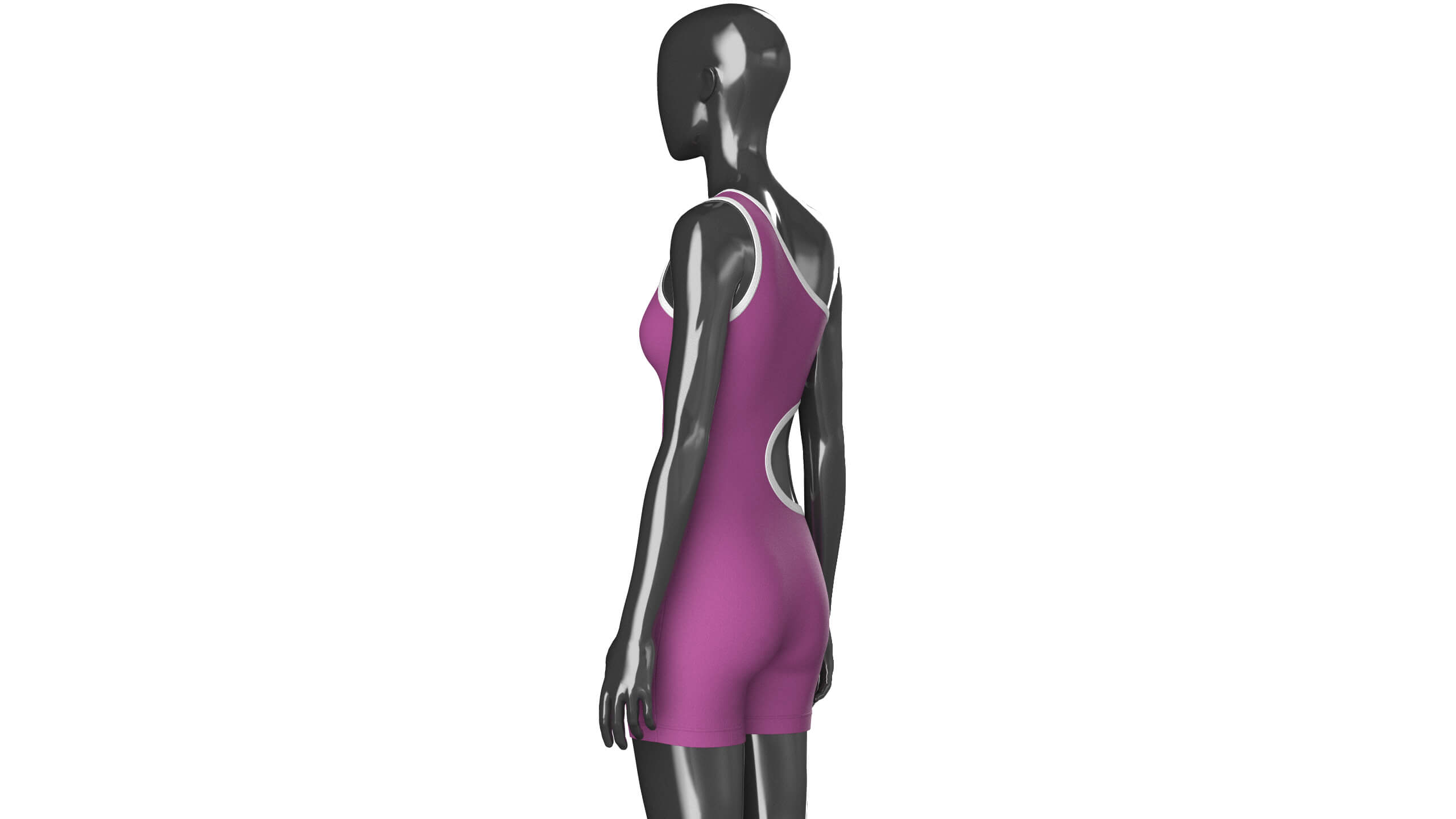 Girls One-Shoulder Romper with Side Cutout 3D Model
