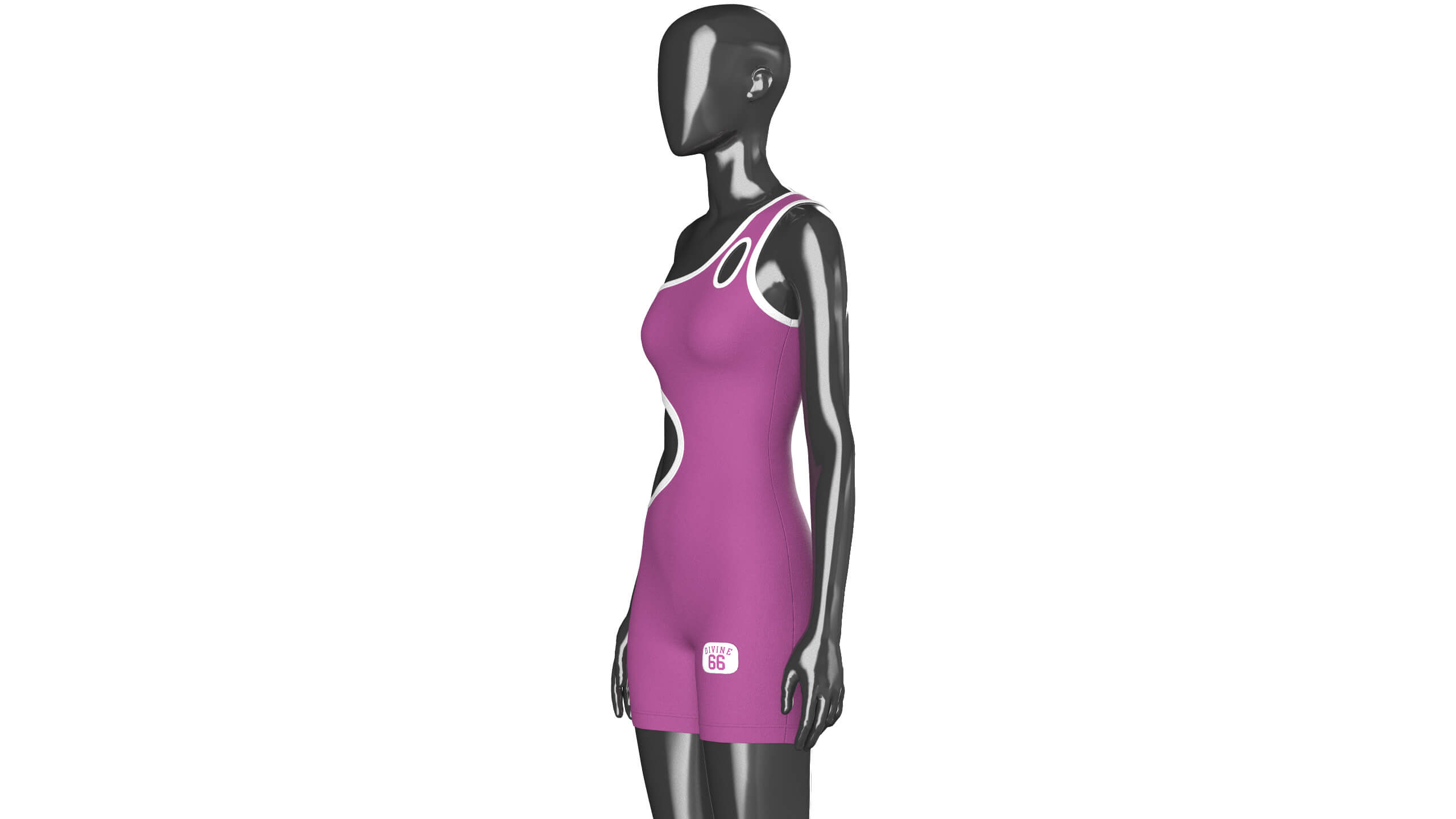 Girls One-Shoulder Romper with Side Cutout 3D Model