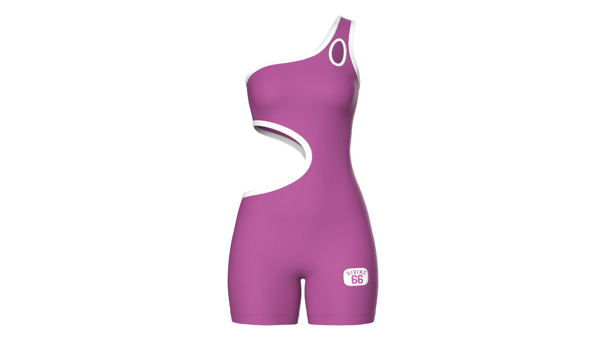 Girls One-Shoulder Romper with Side Cutout 3D Model