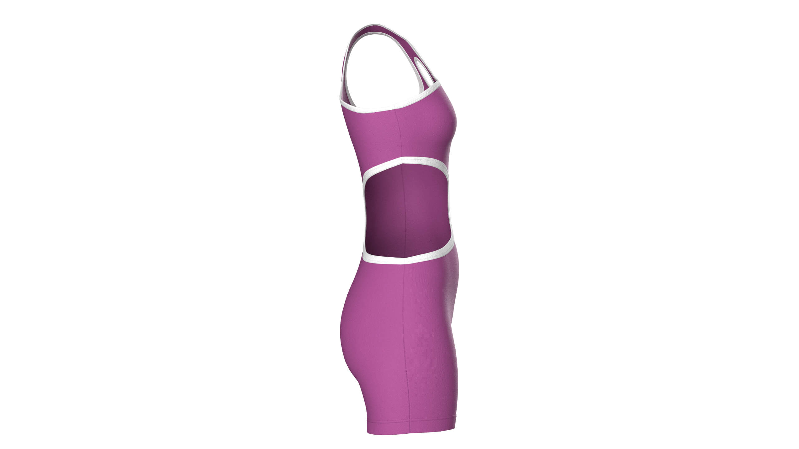 Girls One-Shoulder Romper with Side Cutout 3D Model