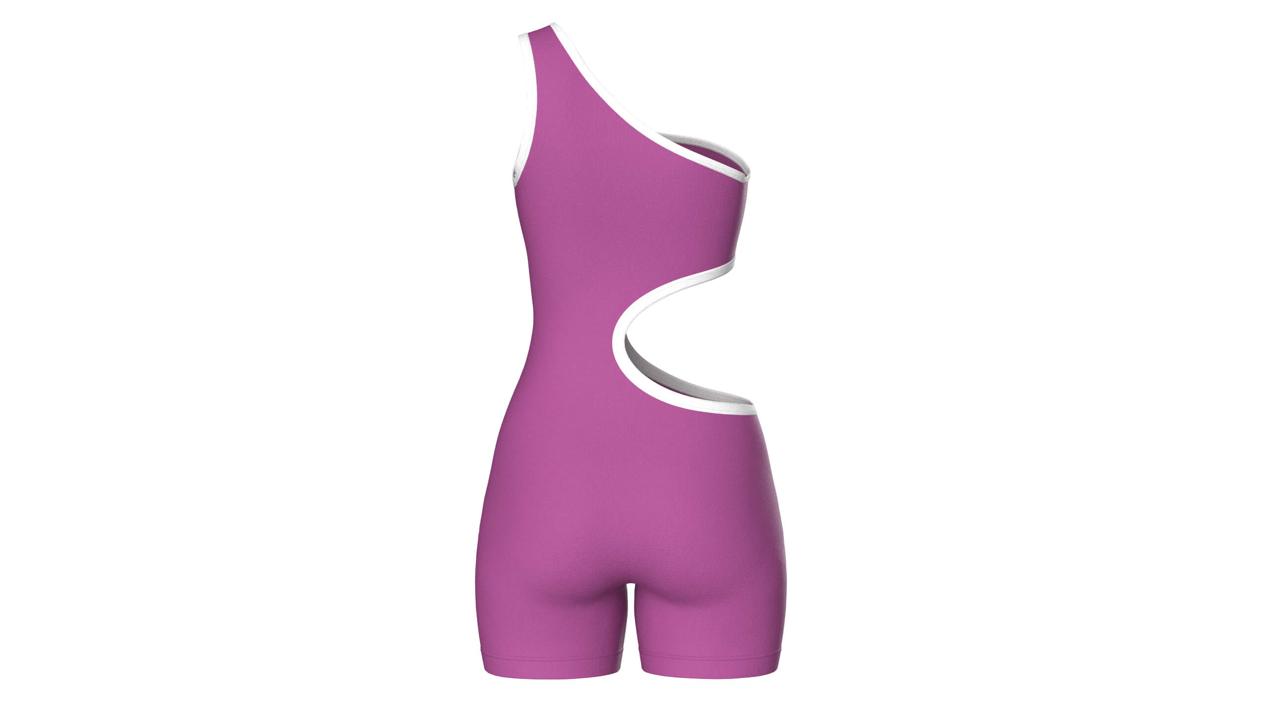 Girls One-Shoulder Romper with Side Cutout 3D Model