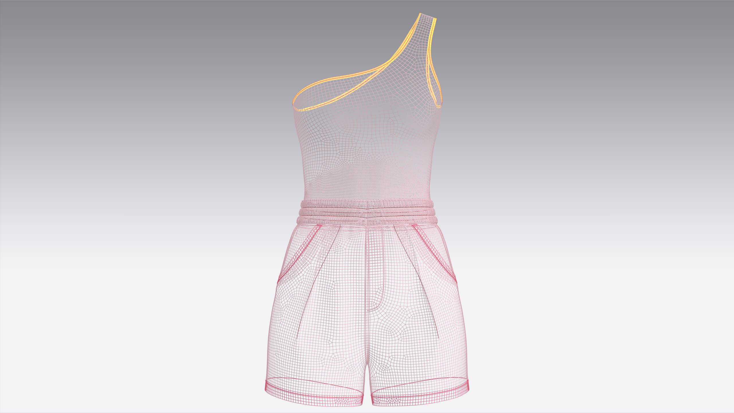 Girls One Shoulder Sleeveless Suit 3D Model