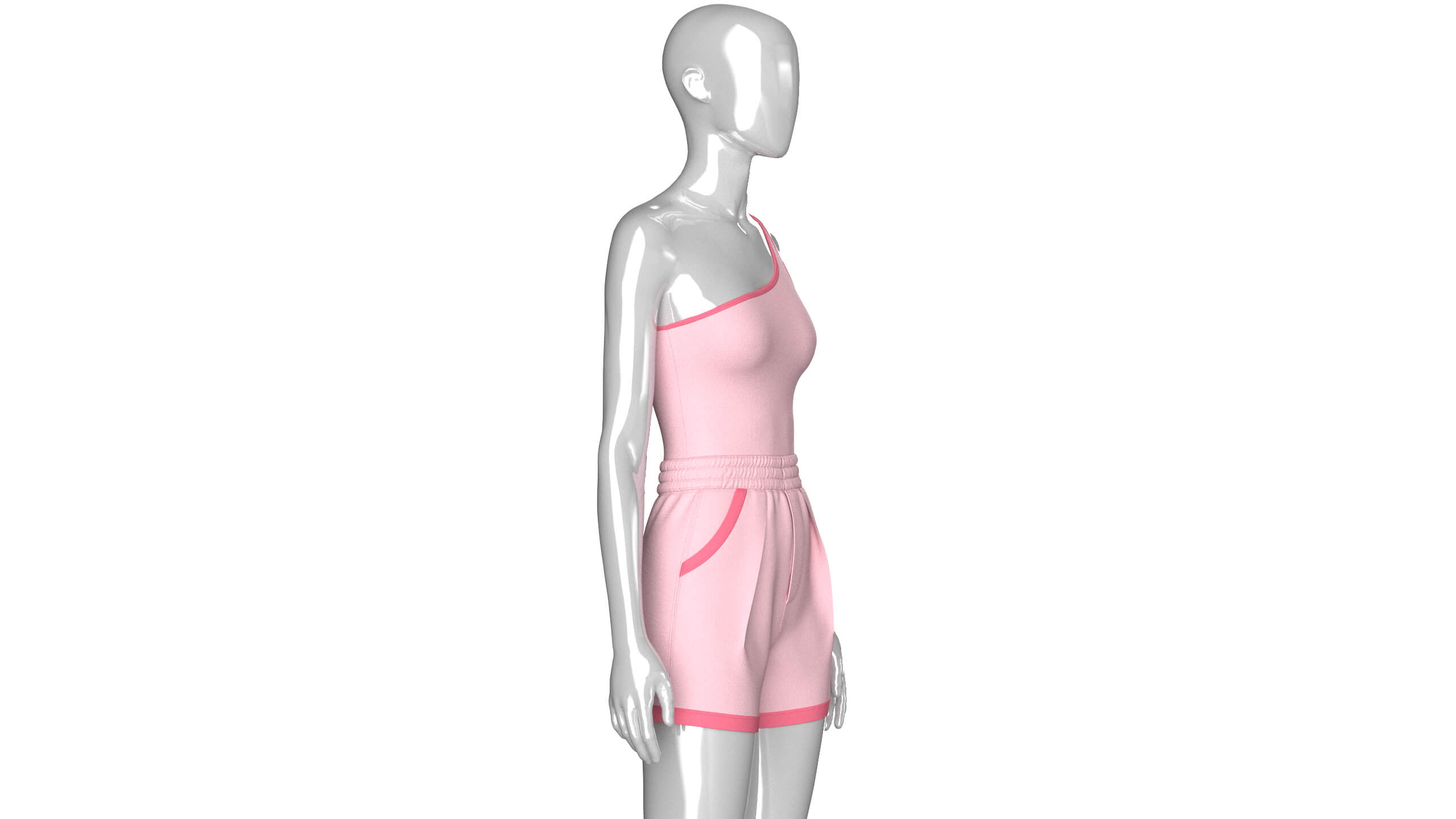 Girls One Shoulder Sleeveless Suit 3D Model