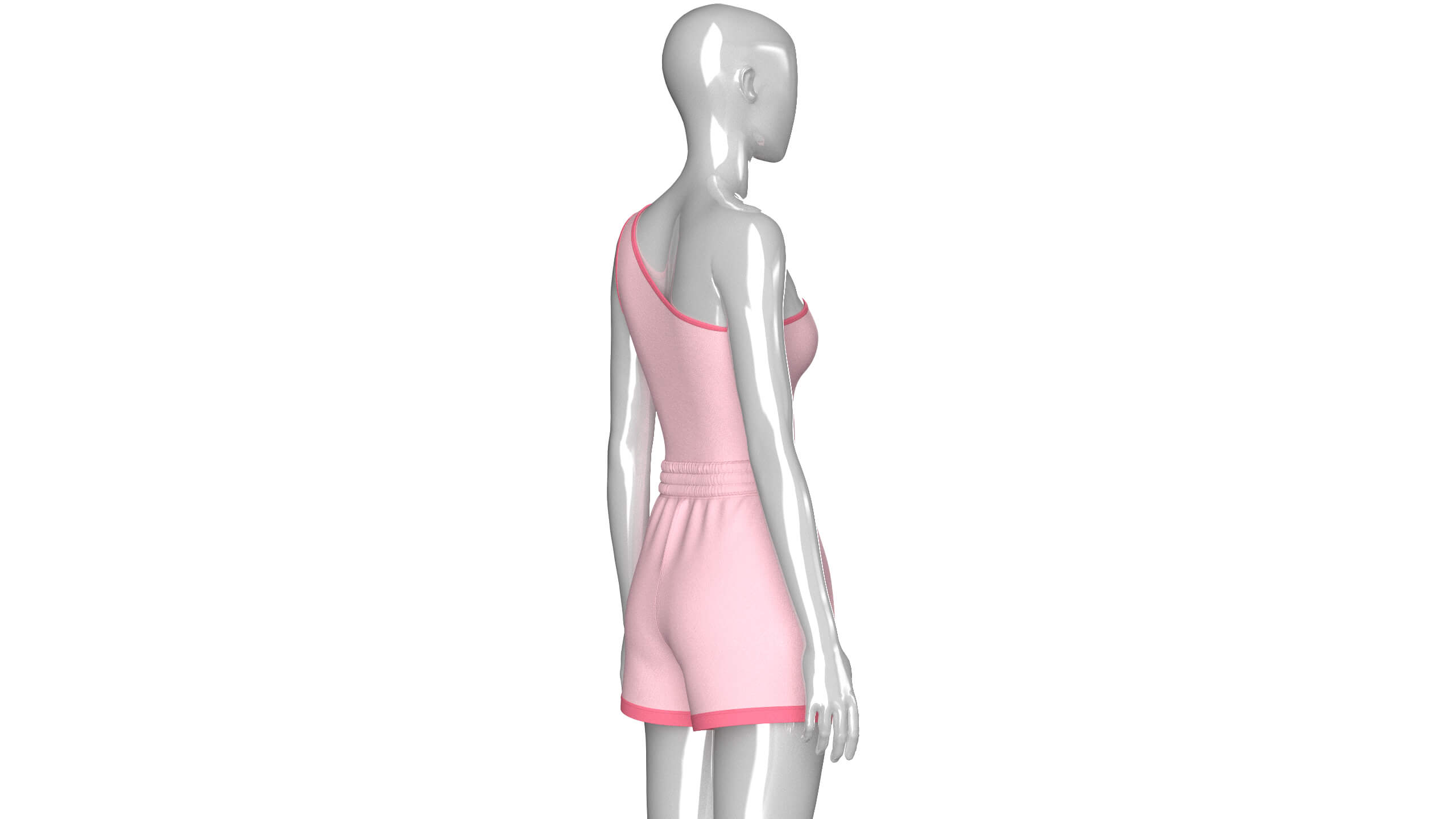 Girls One Shoulder Sleeveless Suit 3D Model