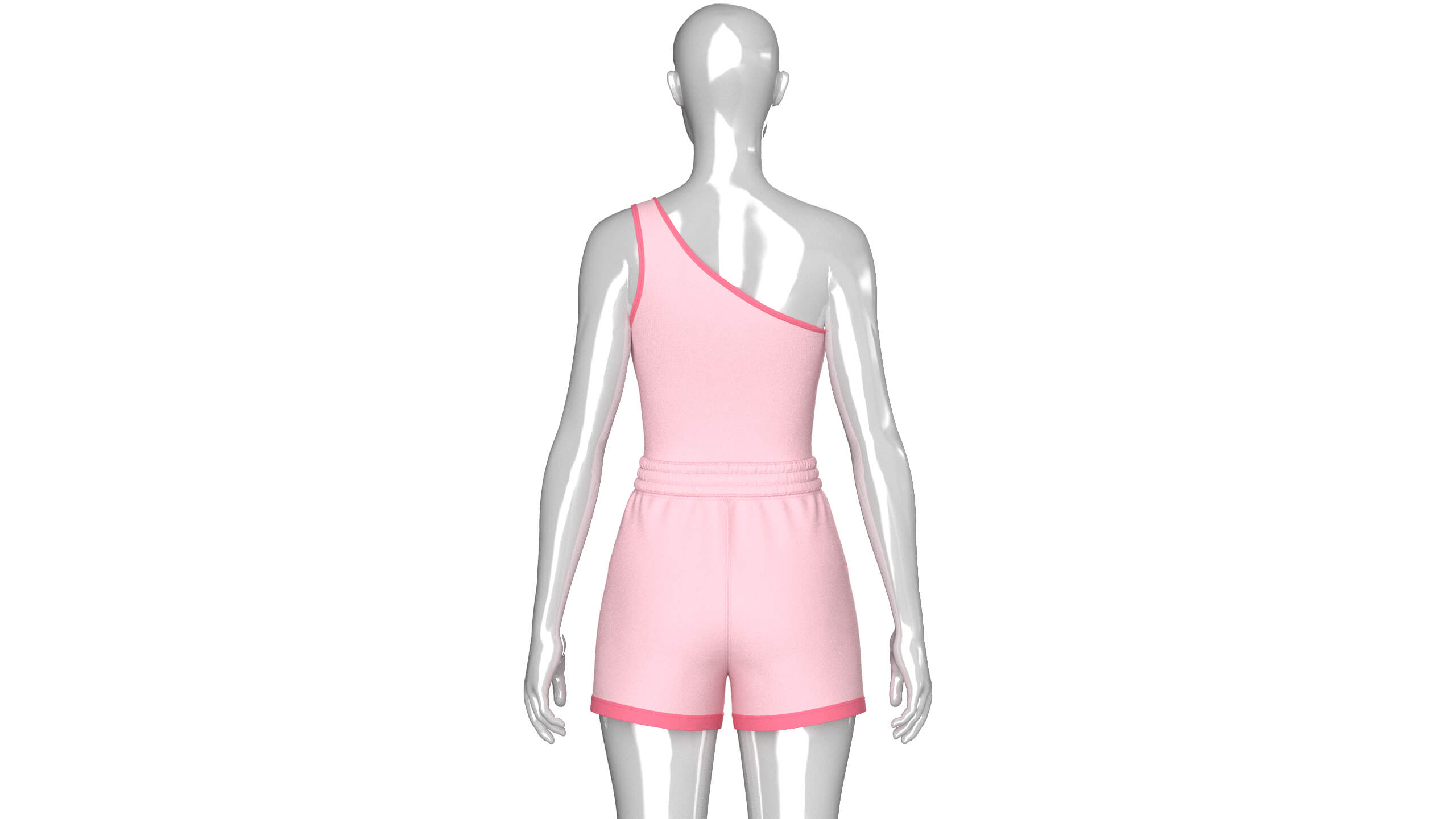 Girls One Shoulder Sleeveless Suit 3D Model