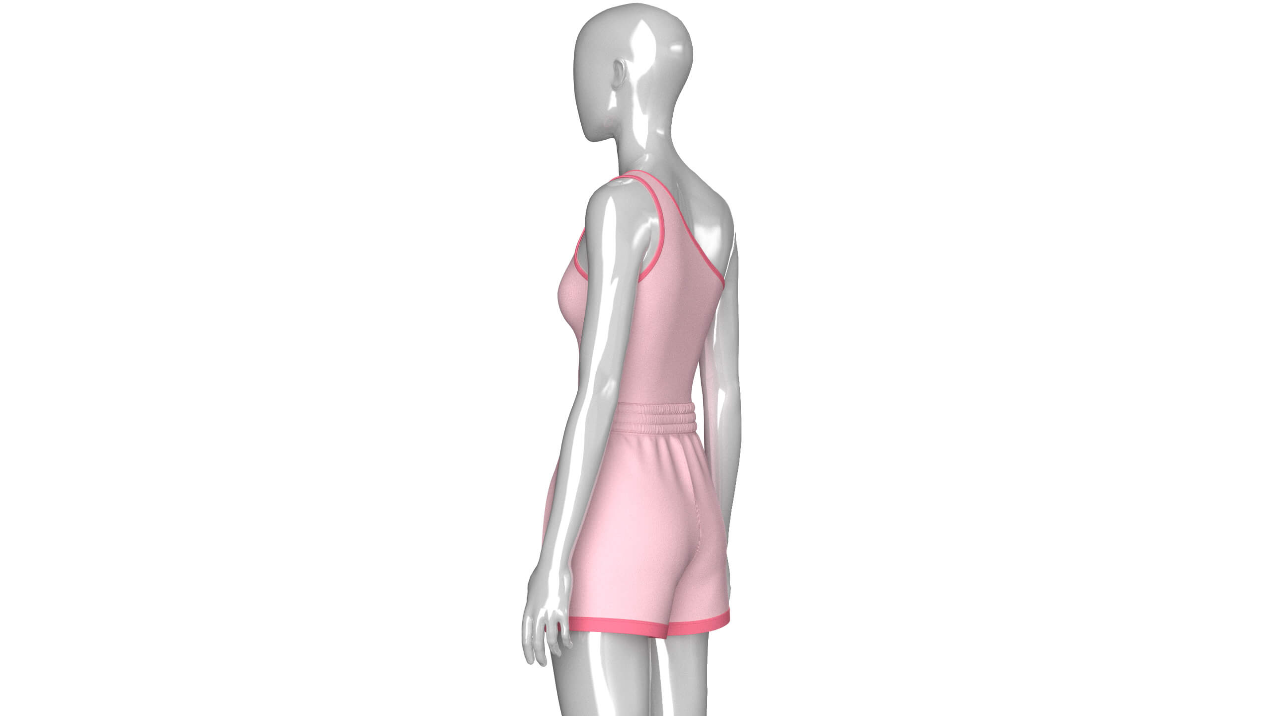 Girls One Shoulder Sleeveless Suit 3D Model