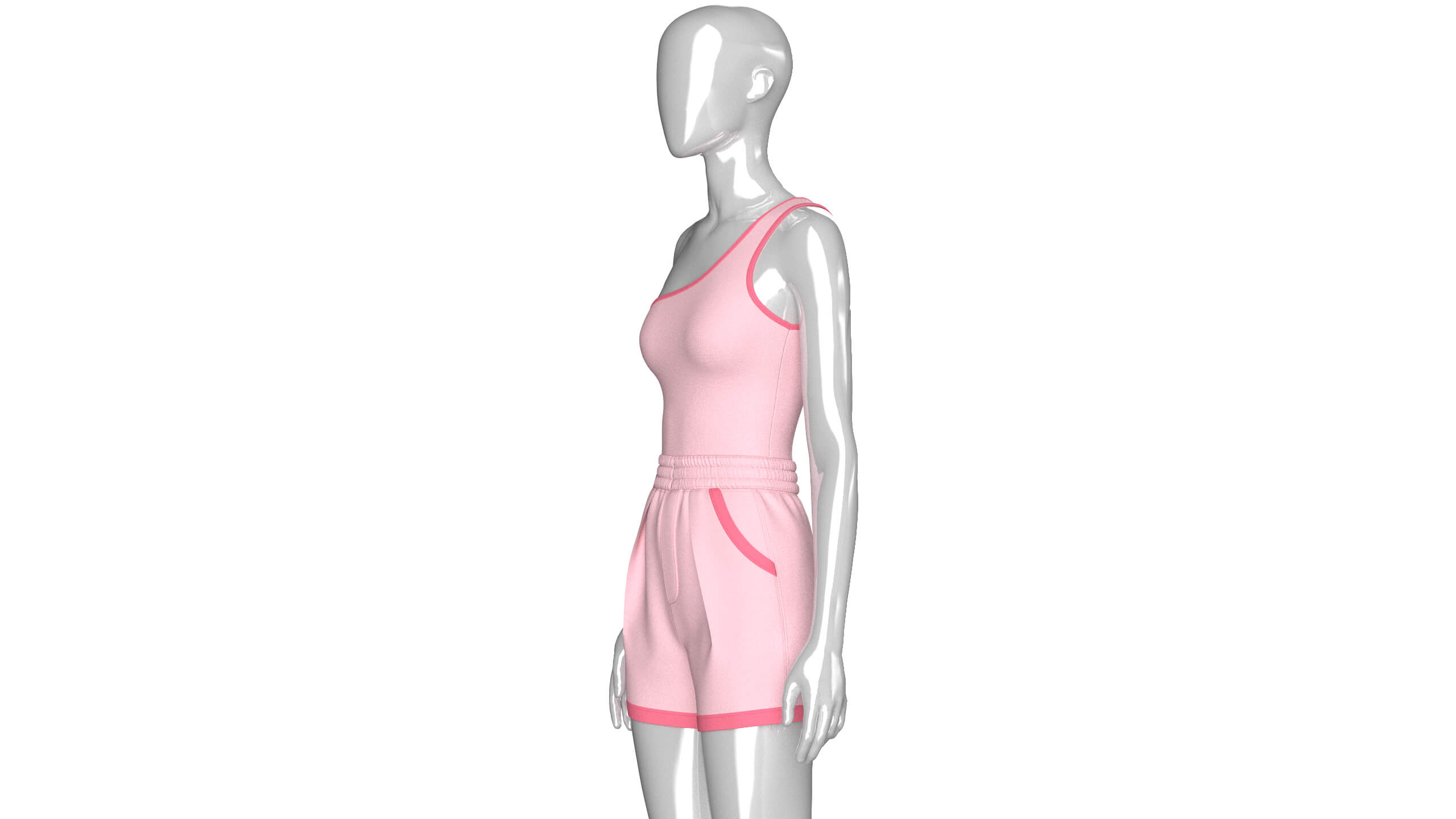 Girls One Shoulder Sleeveless Suit 3D Model