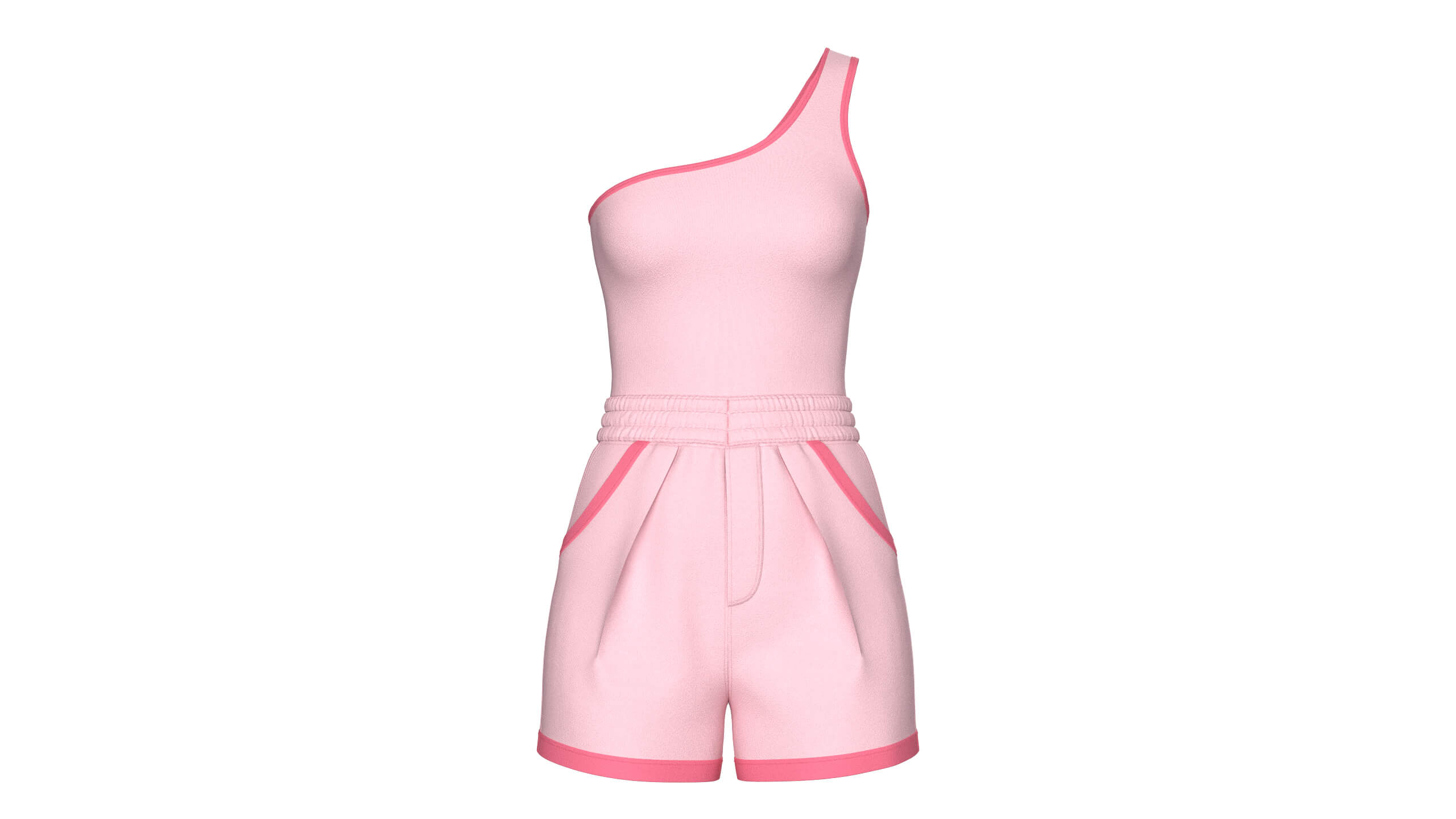 Girls One Shoulder Sleeveless Suit 3D Model