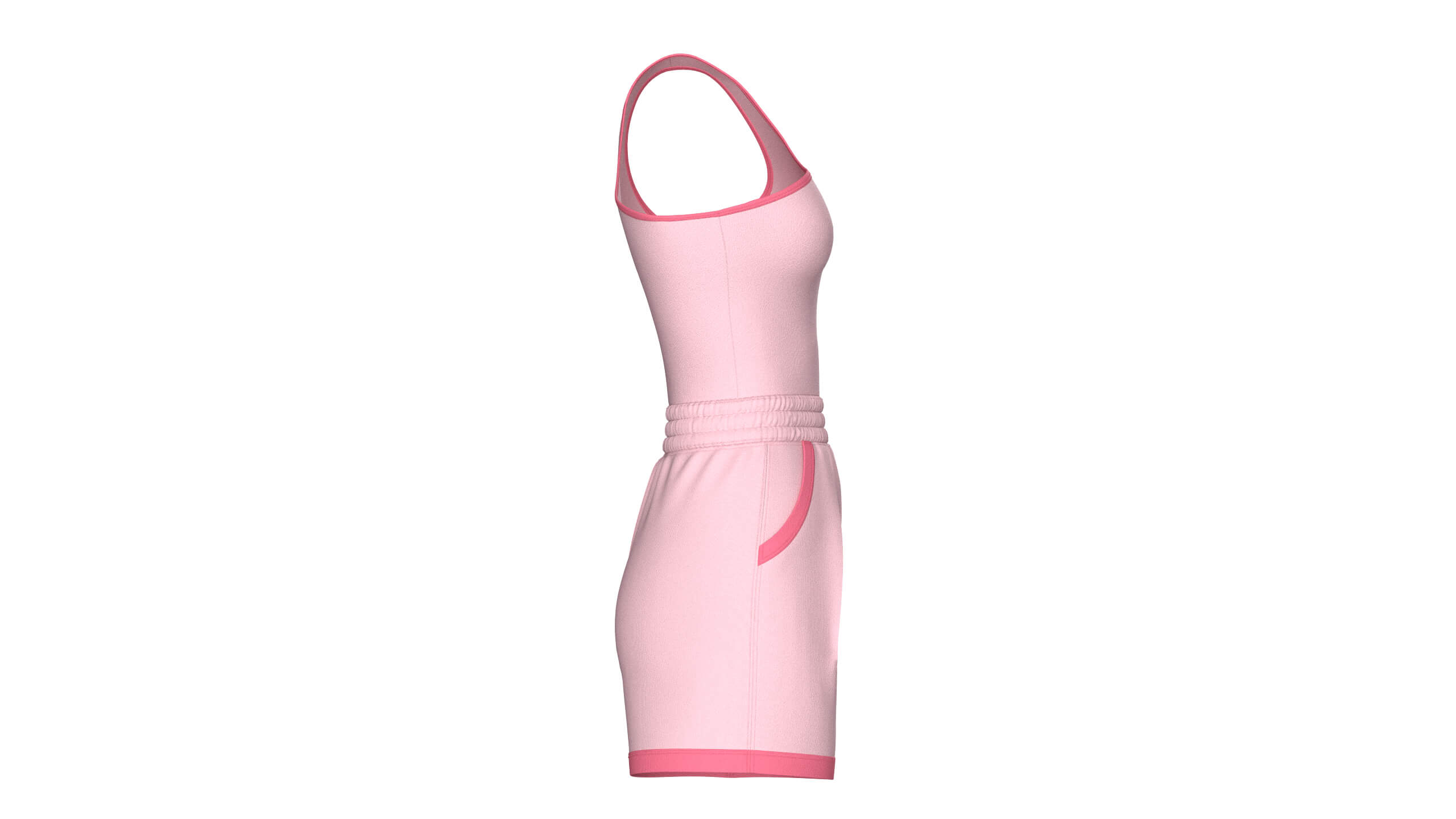 Girls One Shoulder Sleeveless Suit 3D Model