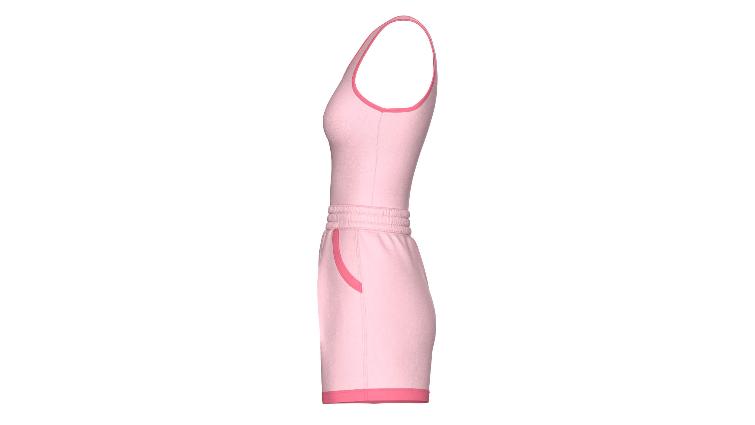 Girls One Shoulder Sleeveless Suit 3D Model
