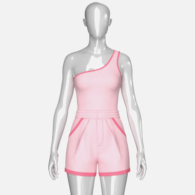 Girls One Shoulder Sleeveless Suit