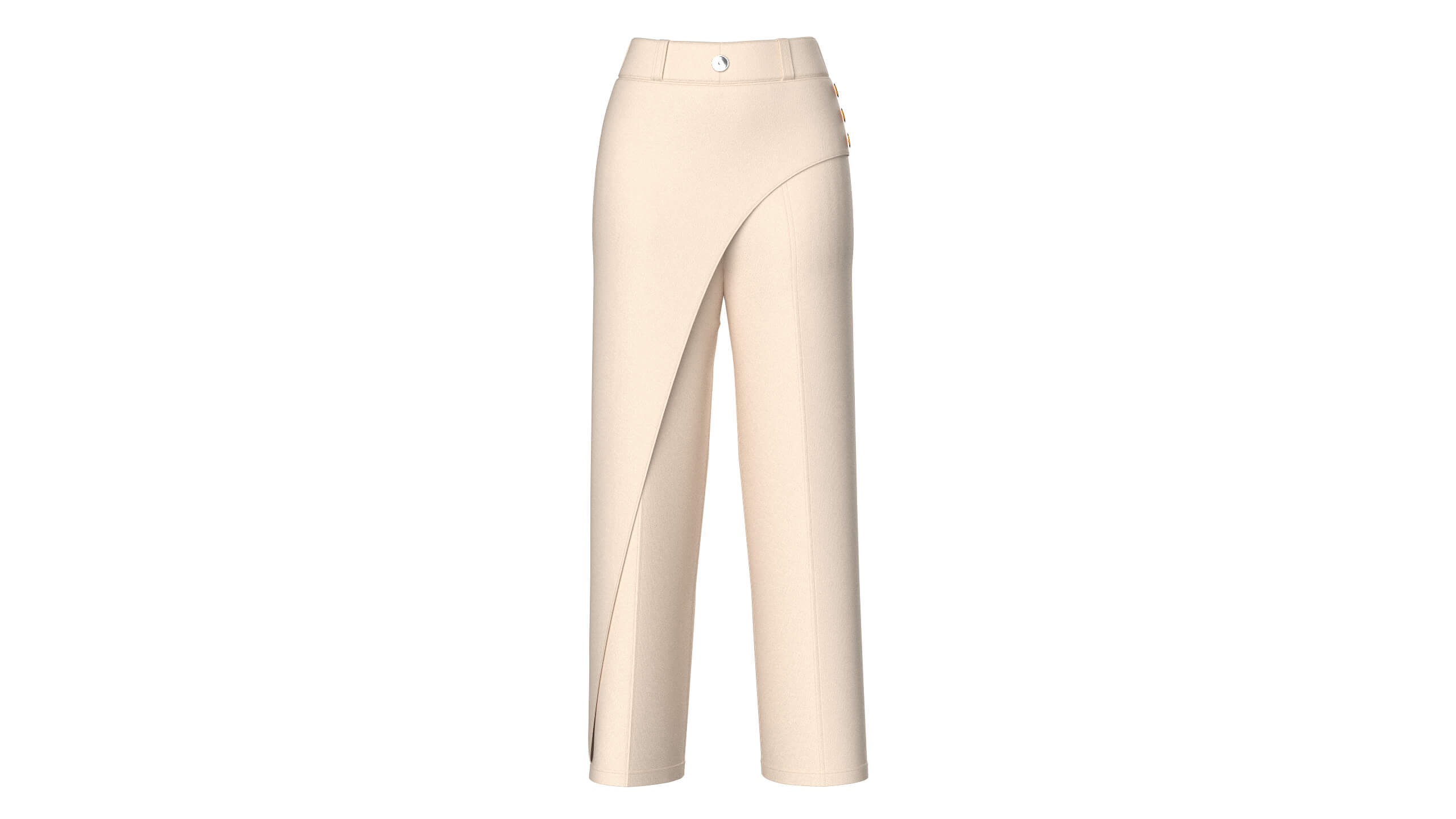 Girls Overlapping Skirt Trouser with Side Buttons 3D Model