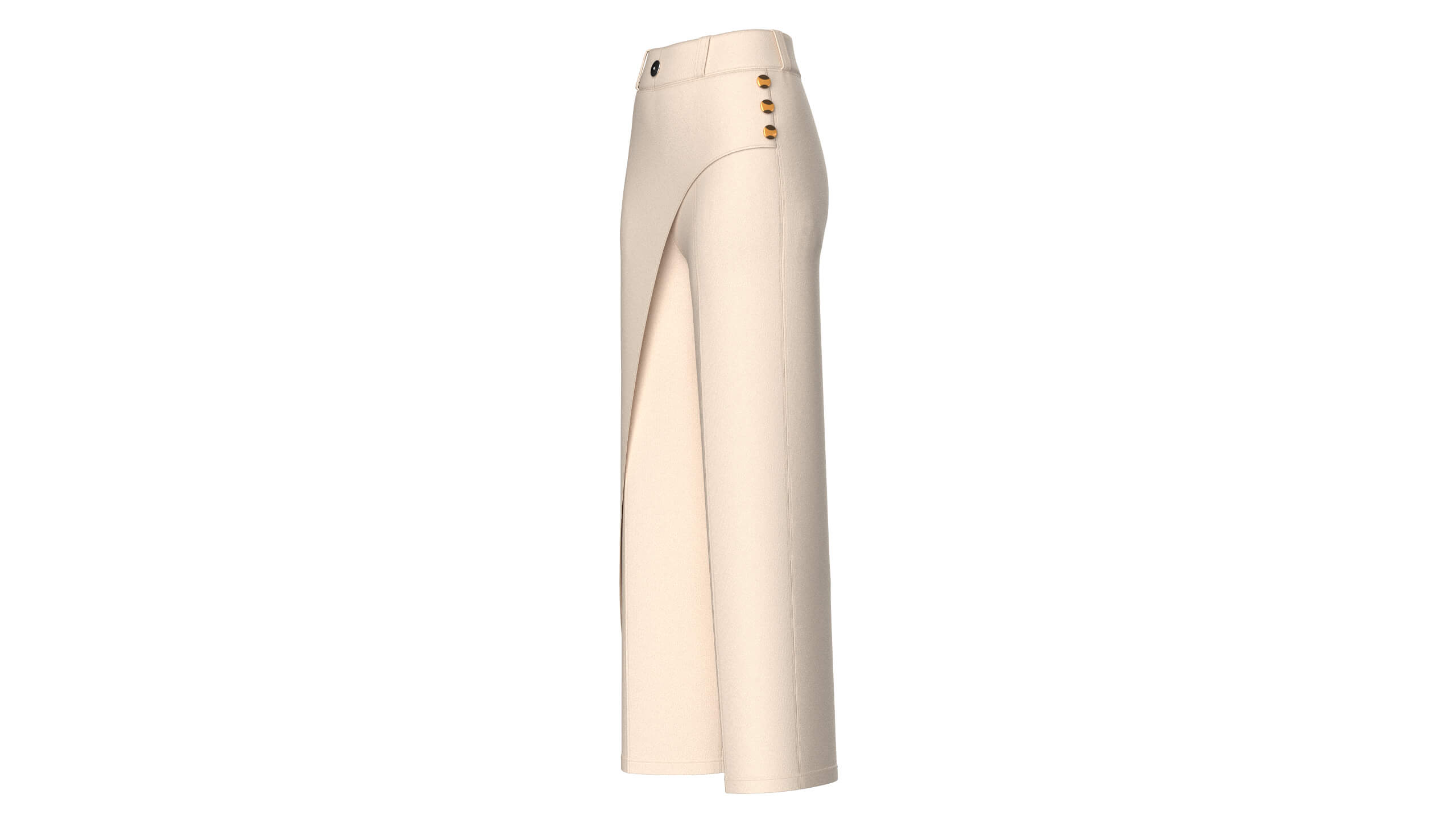 Girls Overlapping Skirt Trouser with Side Buttons 3D Model