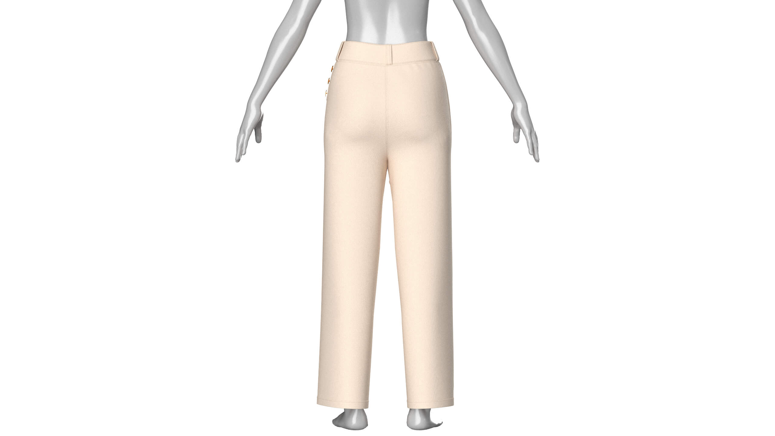 Girls Overlapping Skirt Trouser with Side Buttons 3D Model