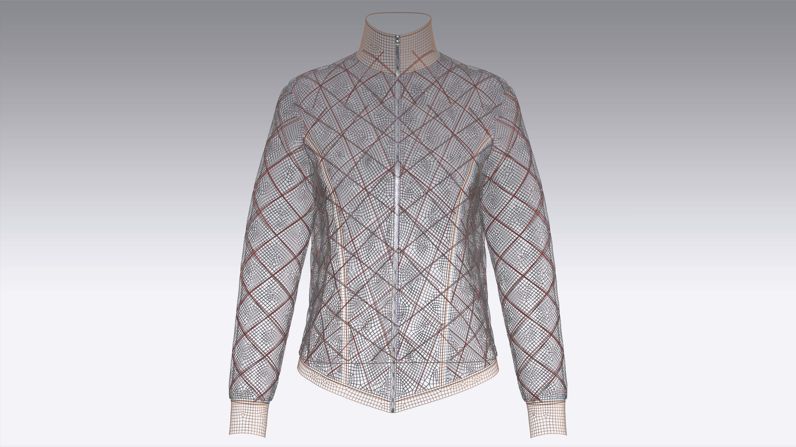 Girls Padded High Neck Full Zip Jacket 3D Model