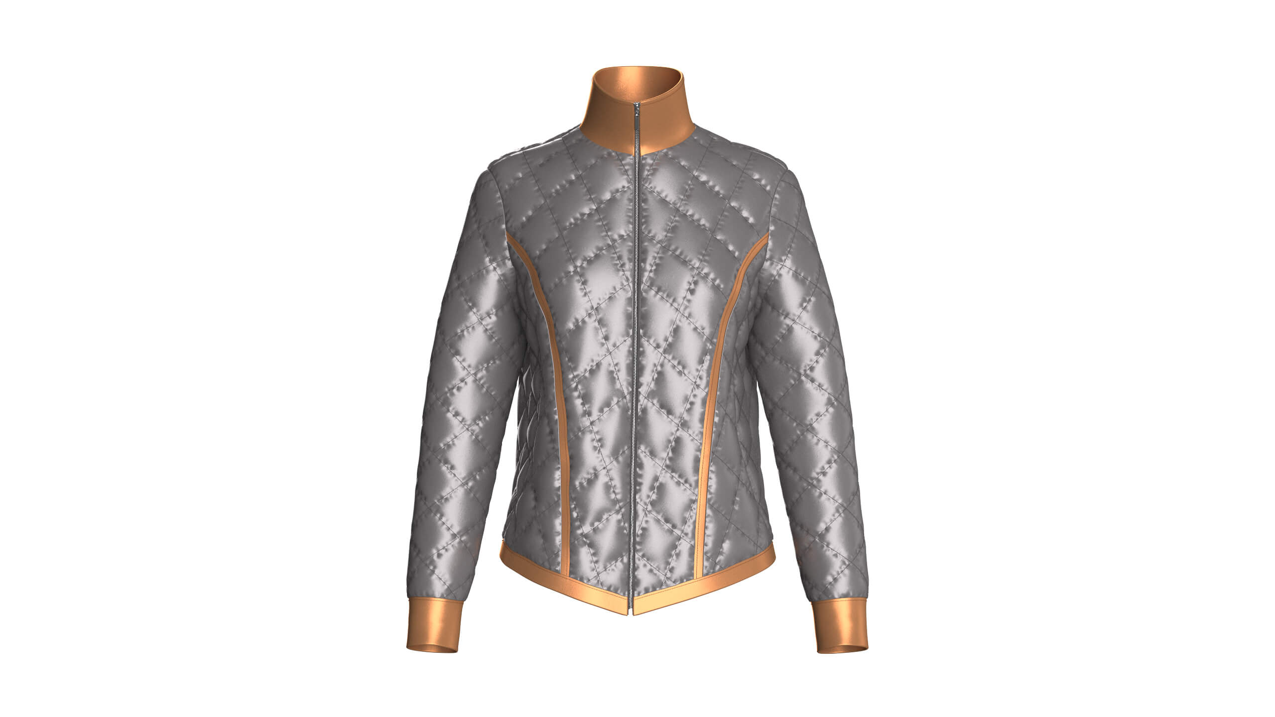 Girls Padded High Neck Full Zip Jacket 3D Model