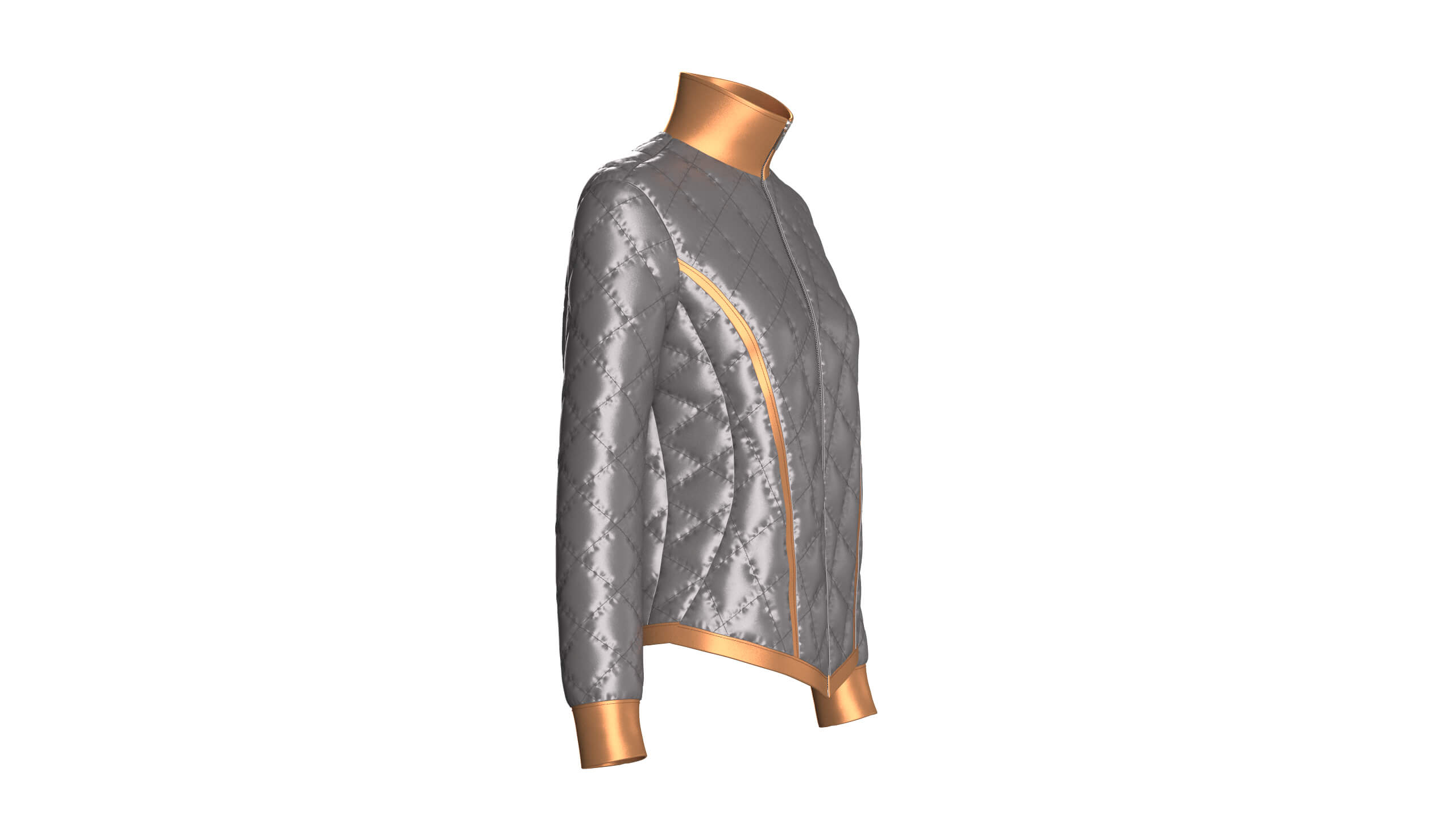 Girls Padded High Neck Full Zip Jacket 3D Model