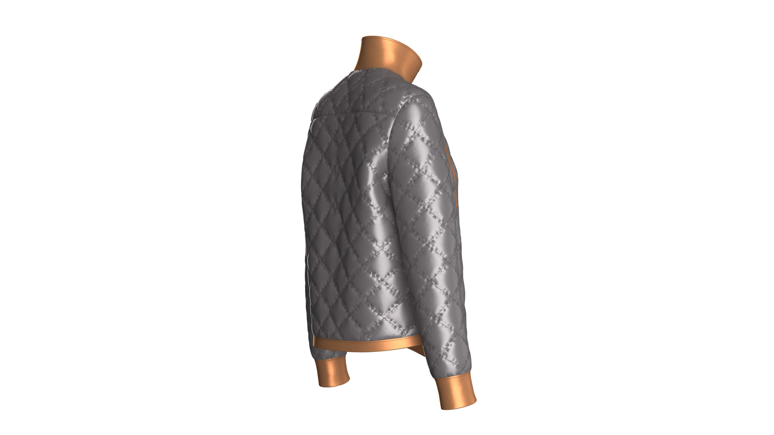 Girls Padded High Neck Full Zip Jacket 3D Model