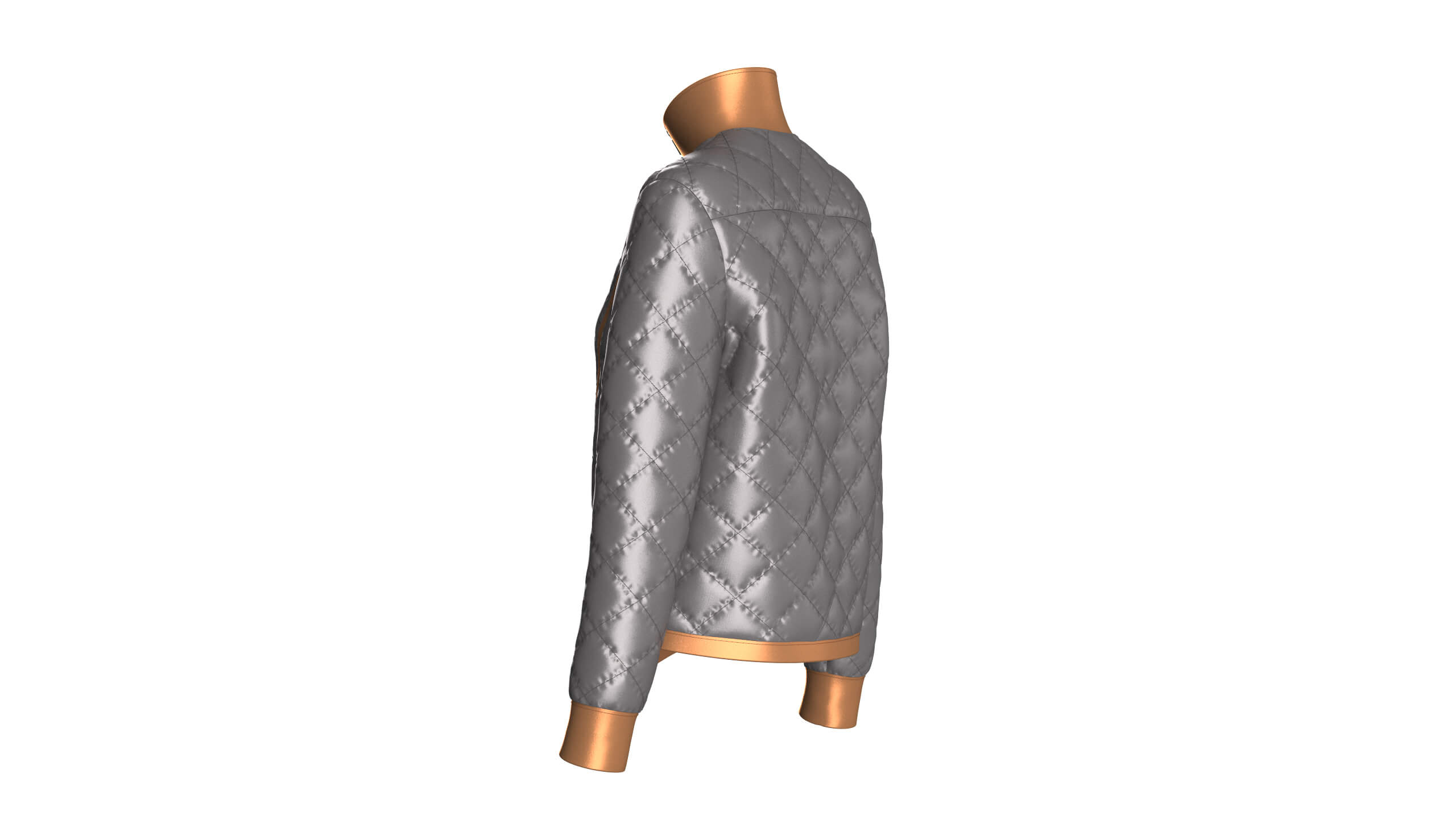 Girls Padded High Neck Full Zip Jacket 3D Model