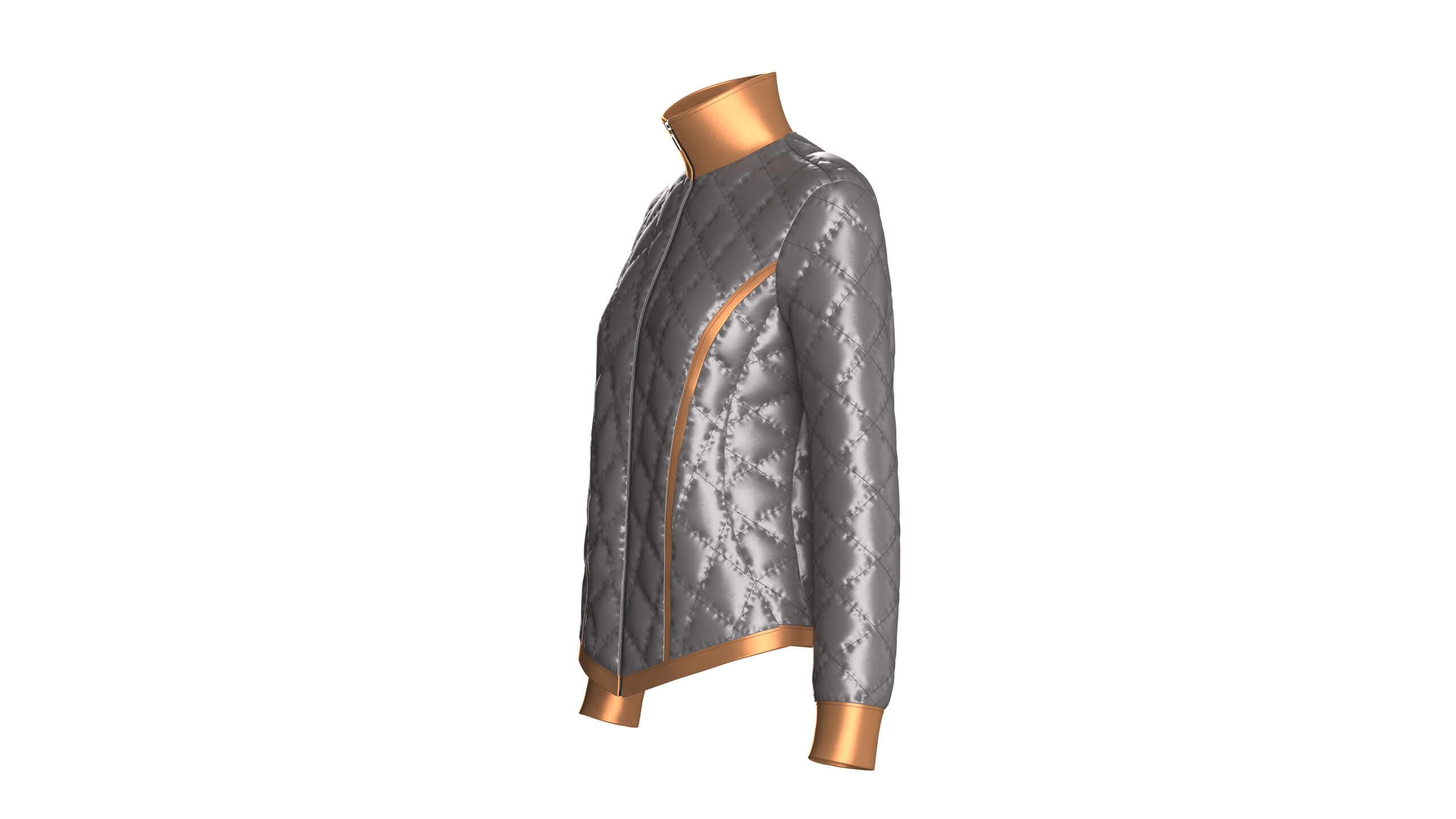 Girls Padded High Neck Full Zip Jacket 3D Model