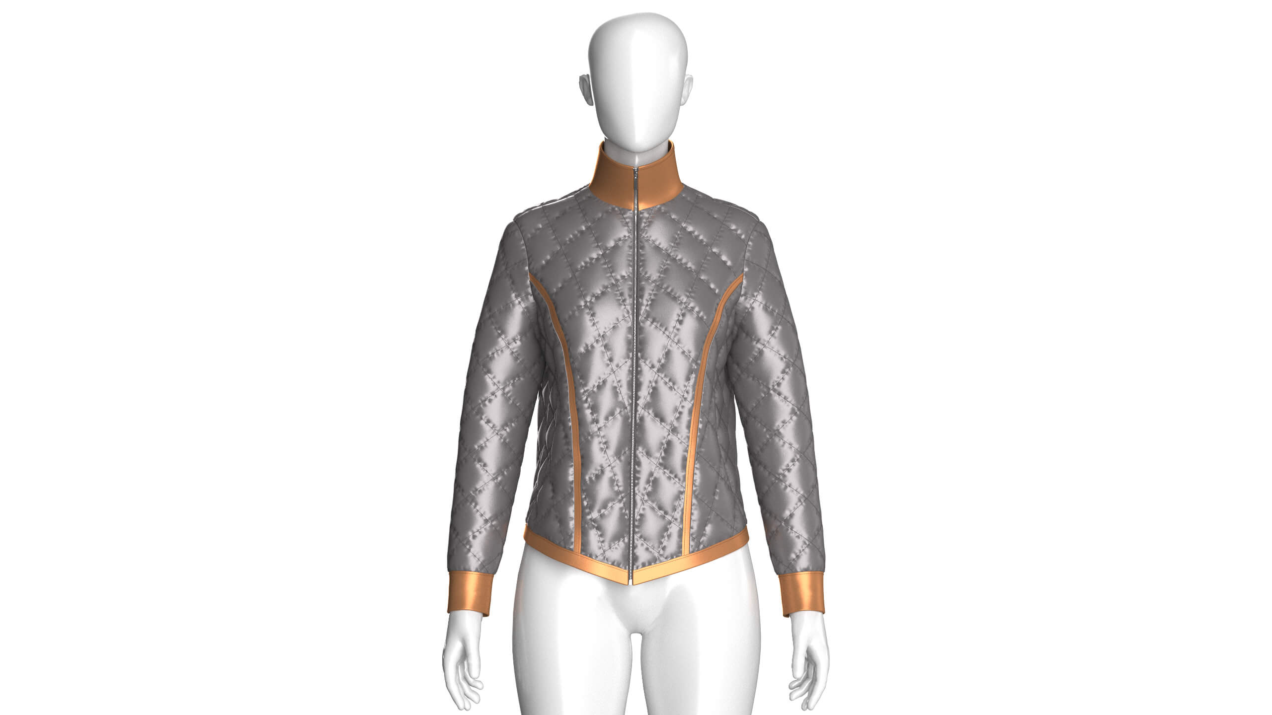 Girls Padded High Neck Full Zip Jacket 3D Model