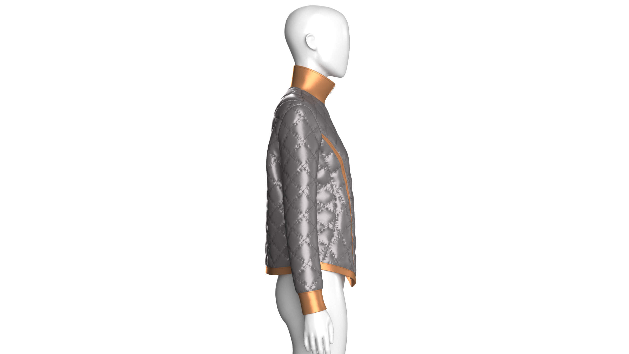 Girls Padded High Neck Full Zip Jacket 3D Model
