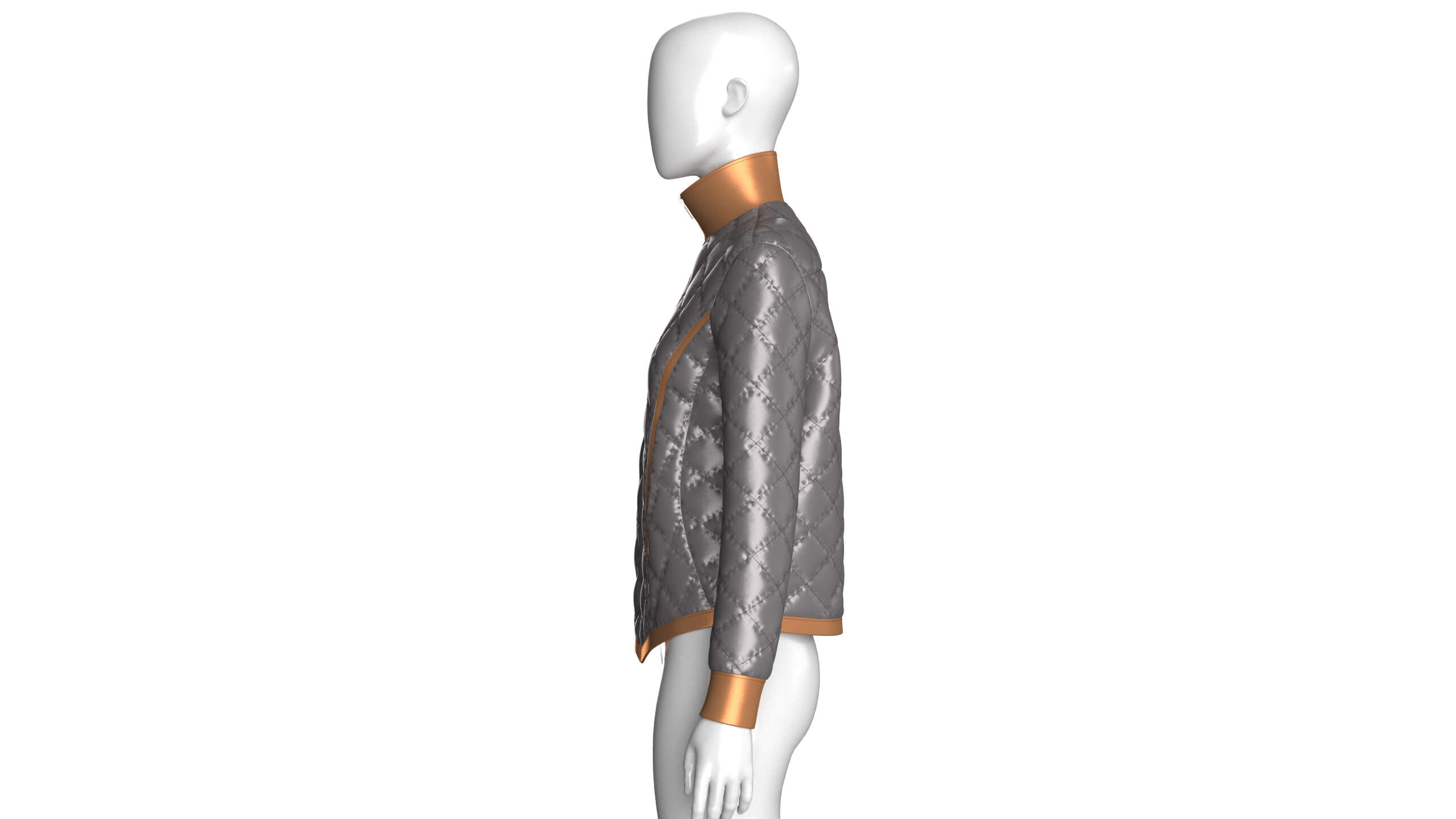 Girls Padded High Neck Full Zip Jacket 3D Model