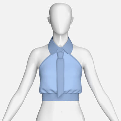 Girls Peter Pan Collar Halter Top with Necktie