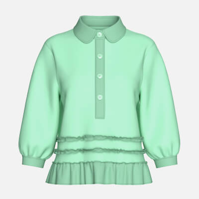 Girls Peter Pan Collar Ruffled Hem Top