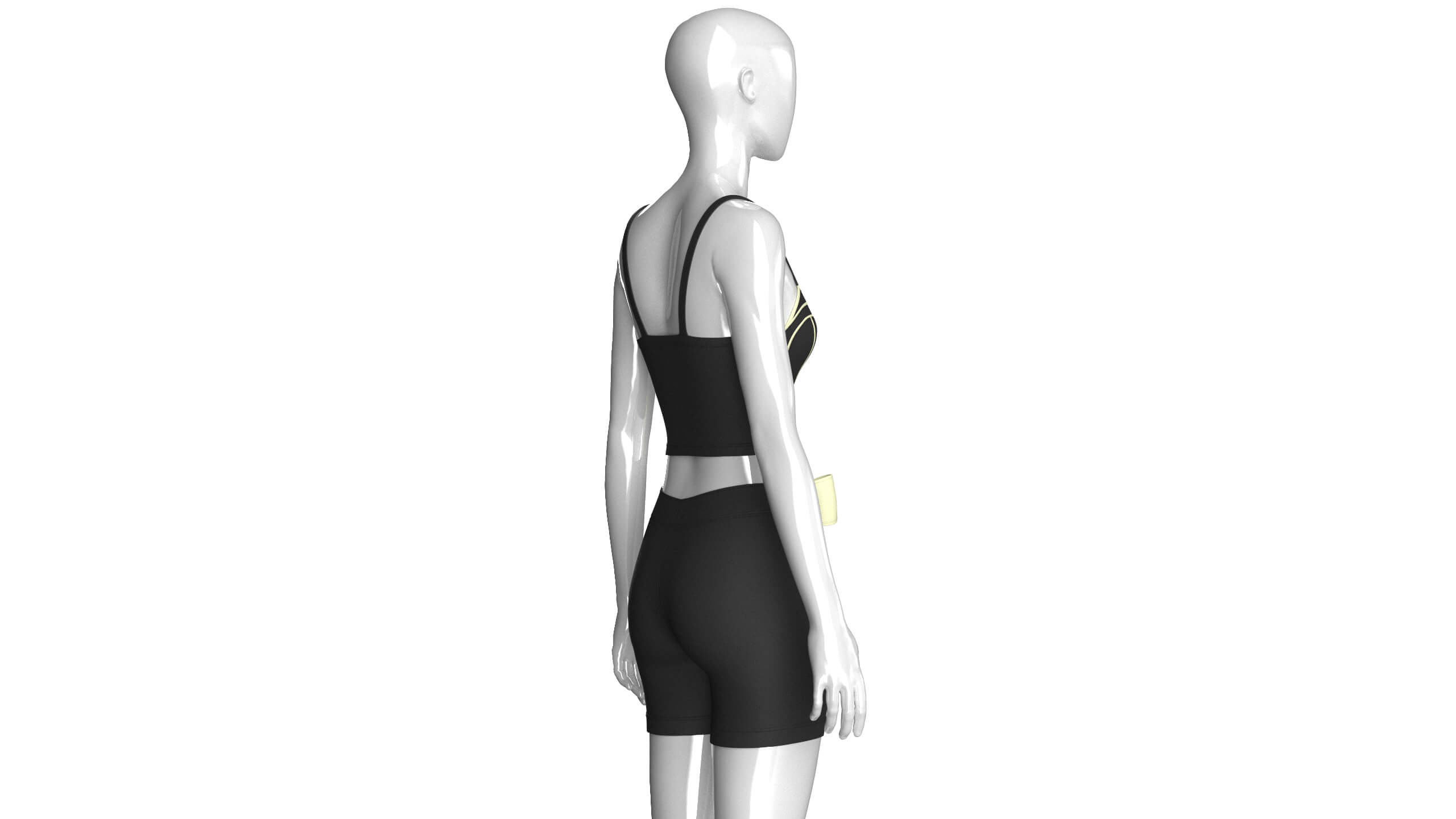 Girls Piping Crop Top with Shorts Outfit 3D Model