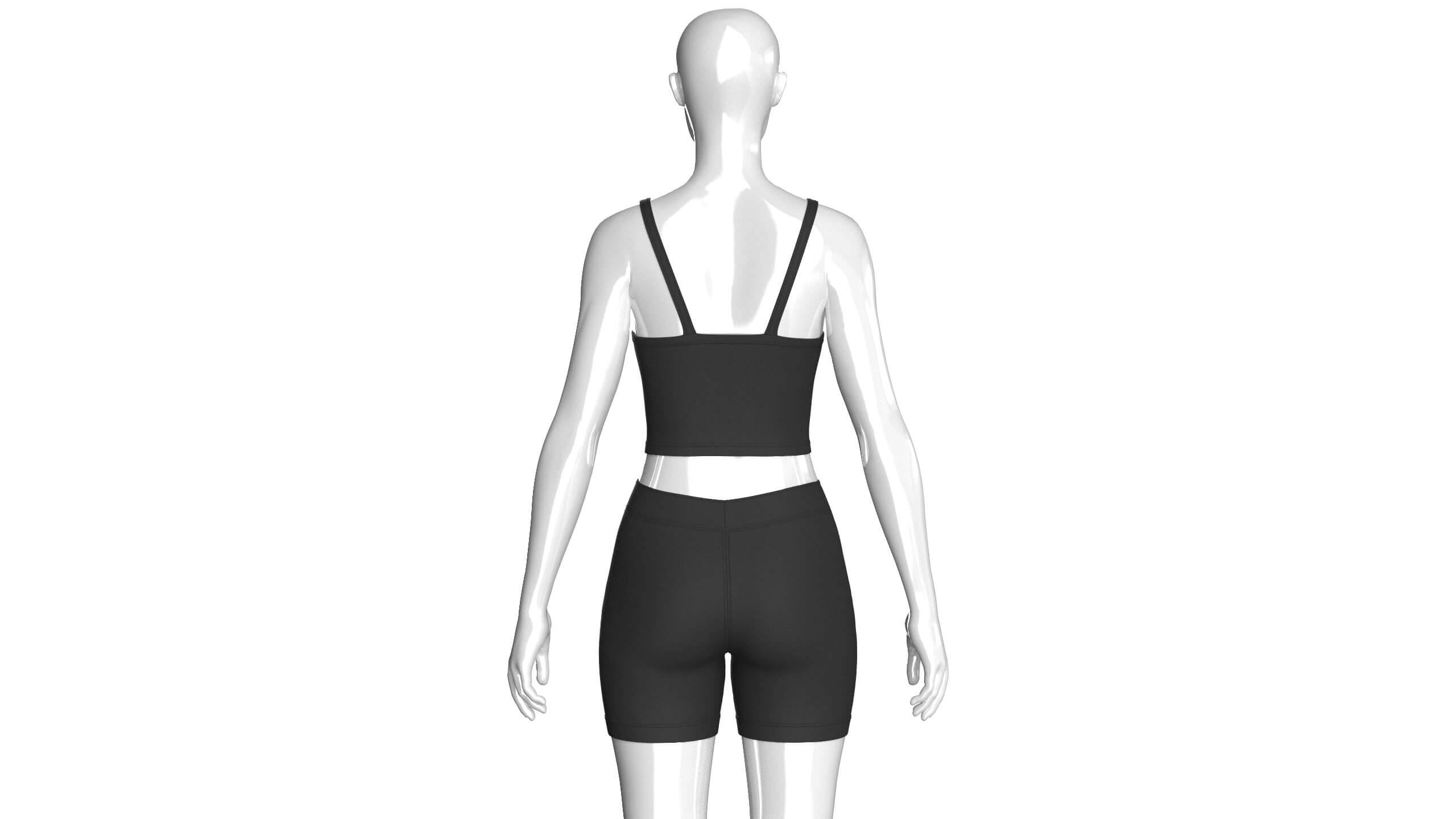 Girls Piping Crop Top with Shorts Outfit 3D Model
