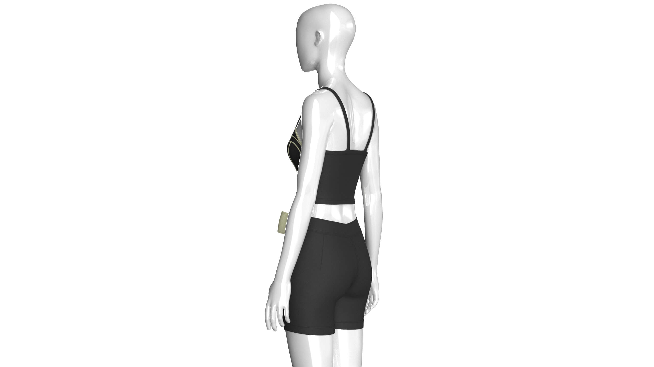 Girls Piping Crop Top with Shorts Outfit 3D Model