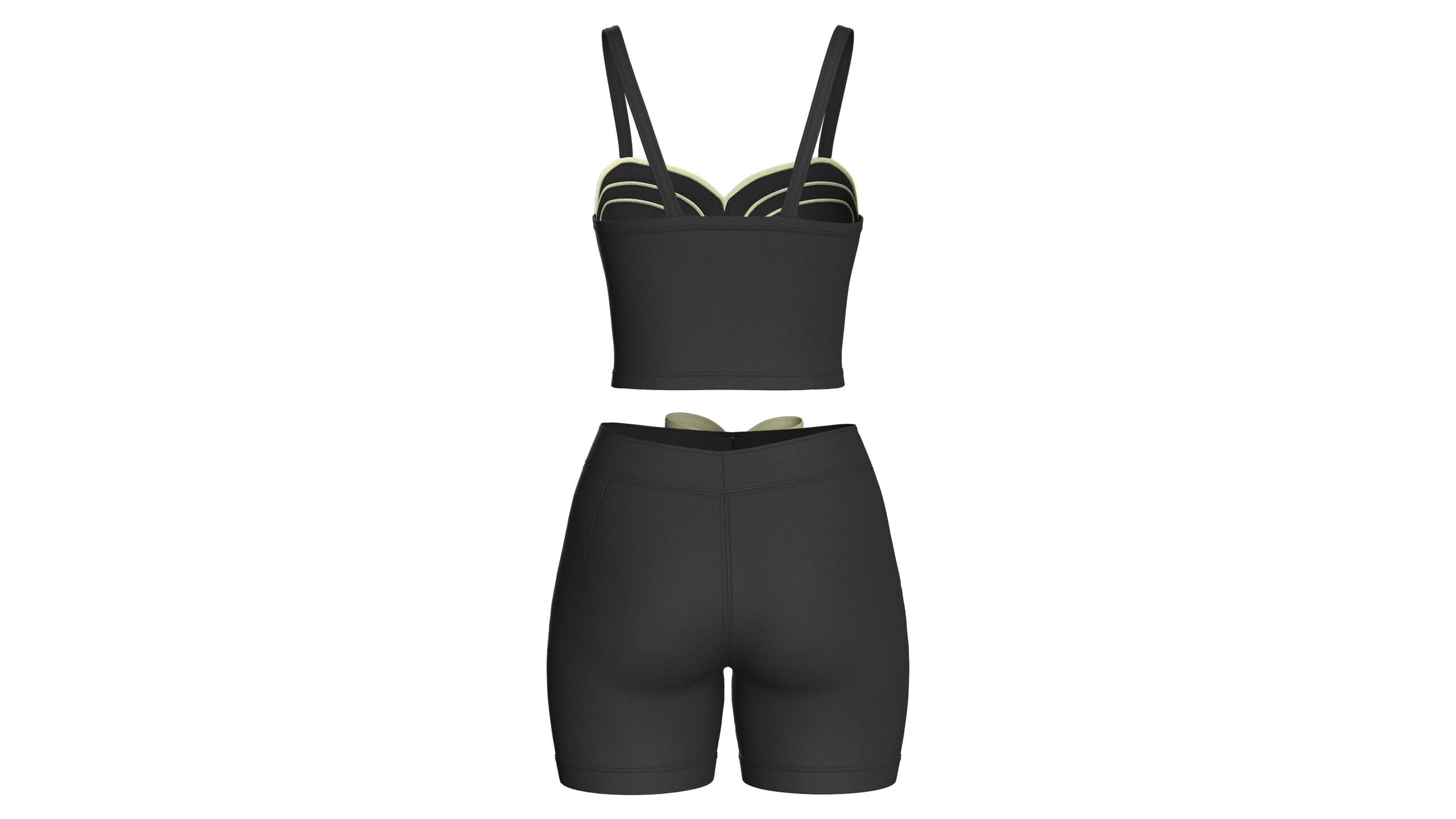 Girls Piping Crop Top with Shorts Outfit 3D Model