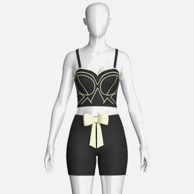 Girls Piping Crop Top with Shorts Outfit 3D Model